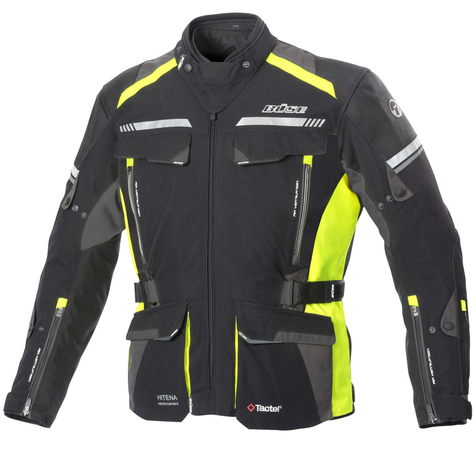 Büse Motorradjacke Büse Highland II Textiljacke schwarz / gelb atmungsaktiv günstig online kaufen