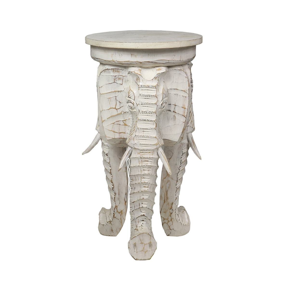 Oriental Galerie Weißer Rundhocker Elefant 60 cm (1 St)