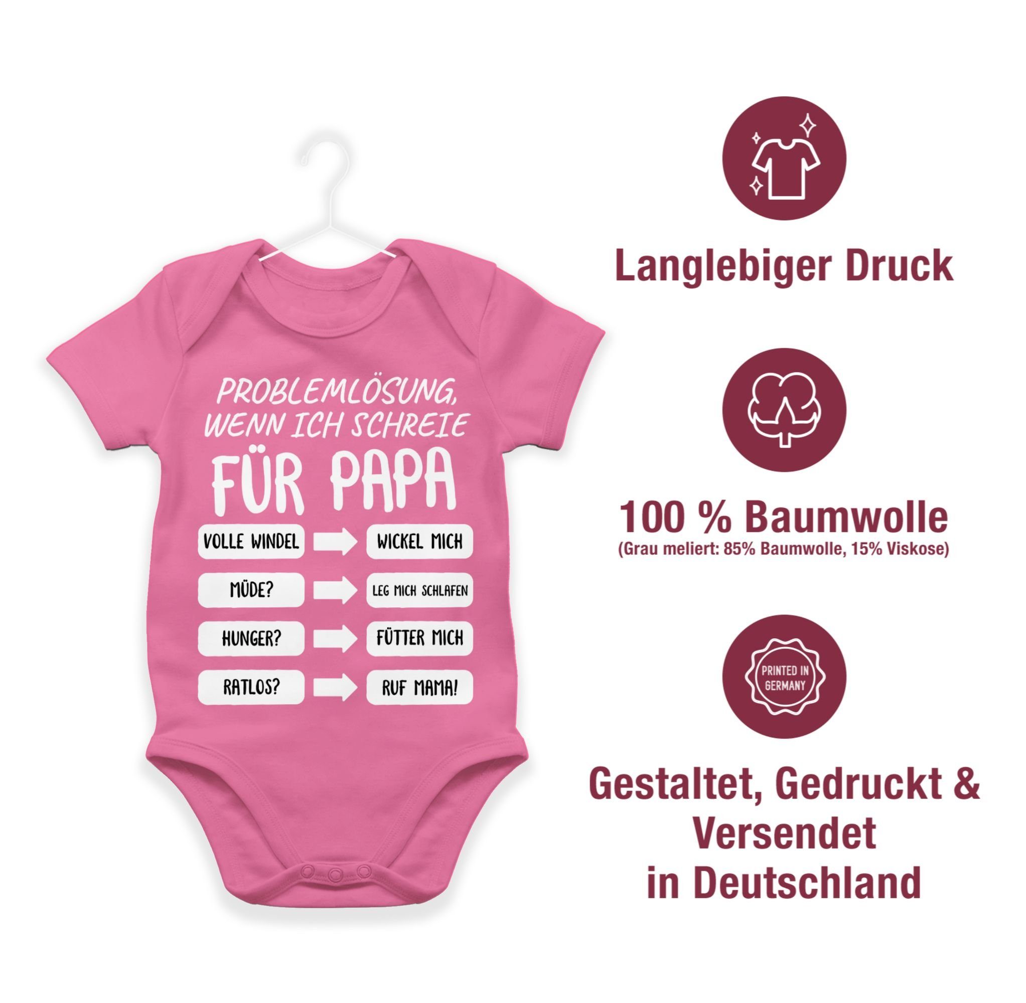 Shirtracer Shirtbody Problemlösung wenn ich schreie für Papa weiß Geschenk Vatertag Baby