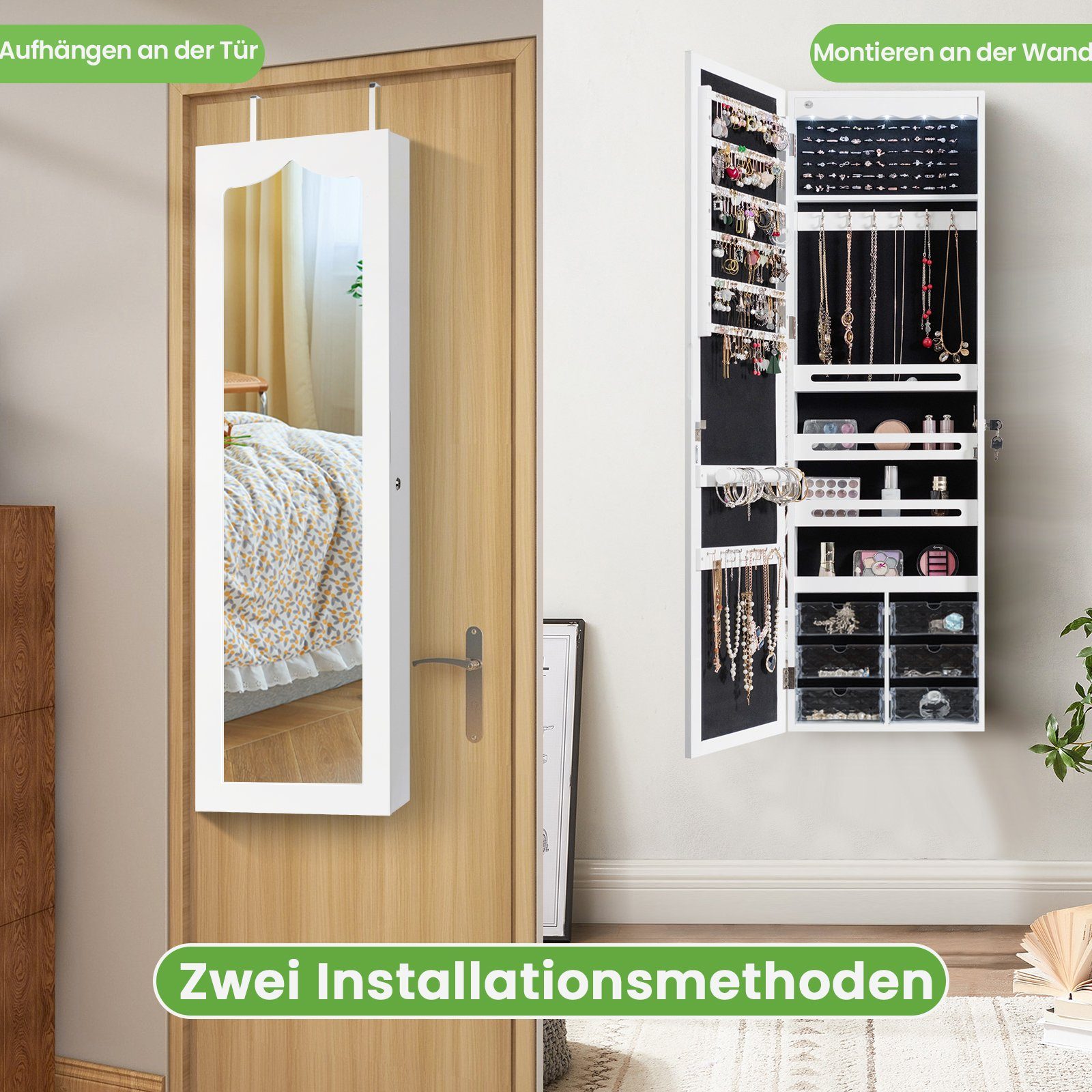 COSTWAY Schmuckschrank Sipegelschrank mit Ganzkörperspiegel,abschließbar günstig online kaufen