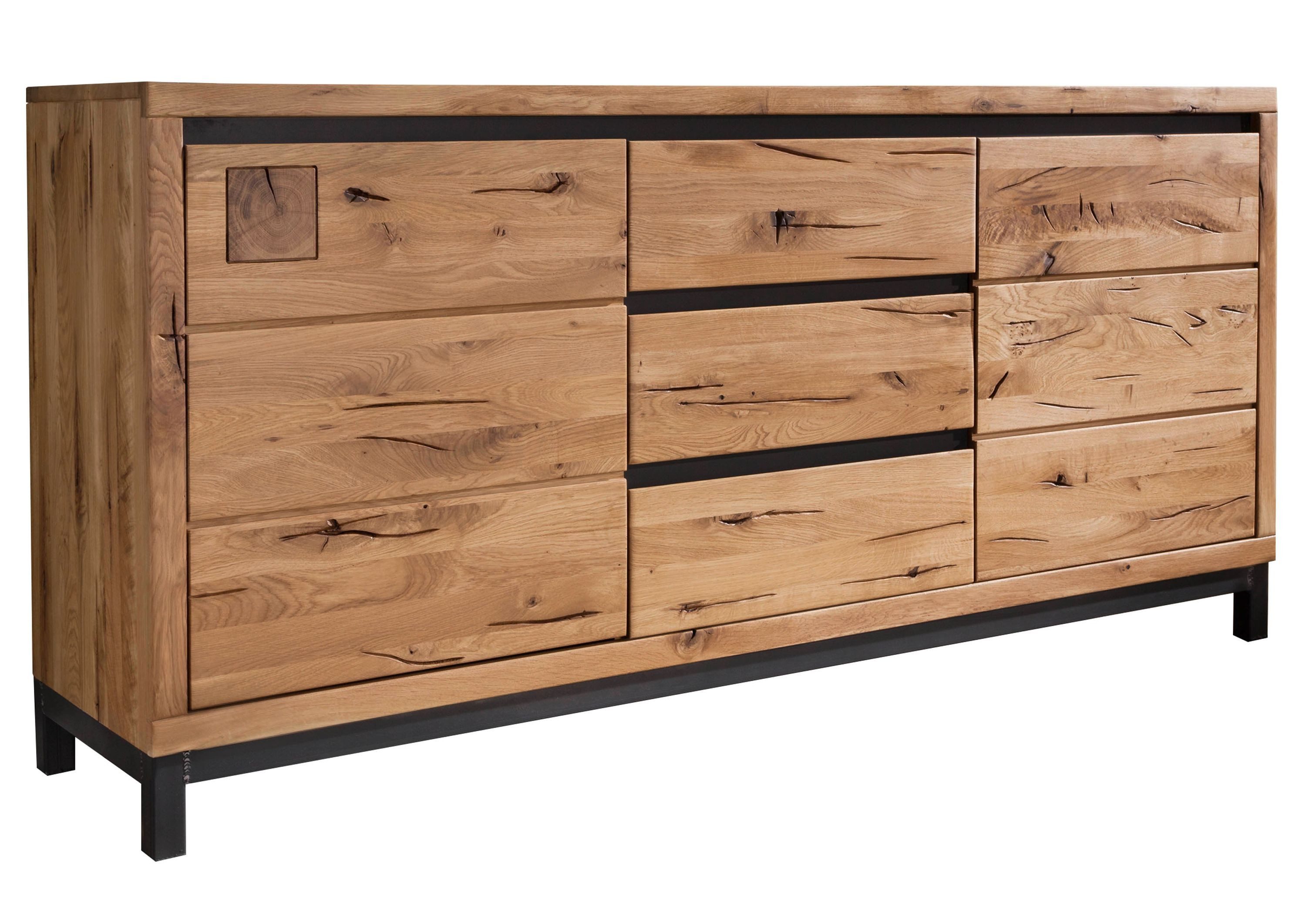 Massivmoebel24 Sideboard (Sideboard Wildeiche 175x45x85 natur geölt VILLANDERS #109)