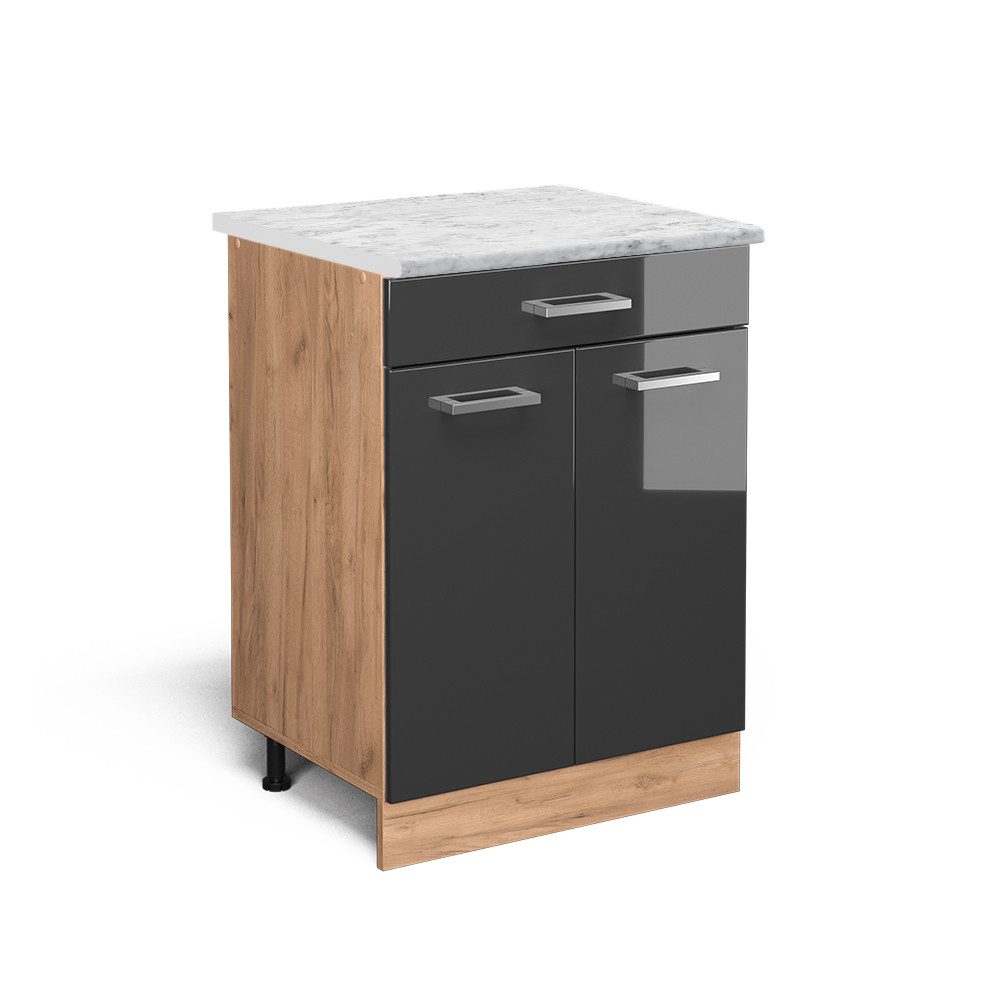 Vicco Unterschrank R-Line, Anthrazit Hochglanz/Eiche 60cm, günstig online kaufen