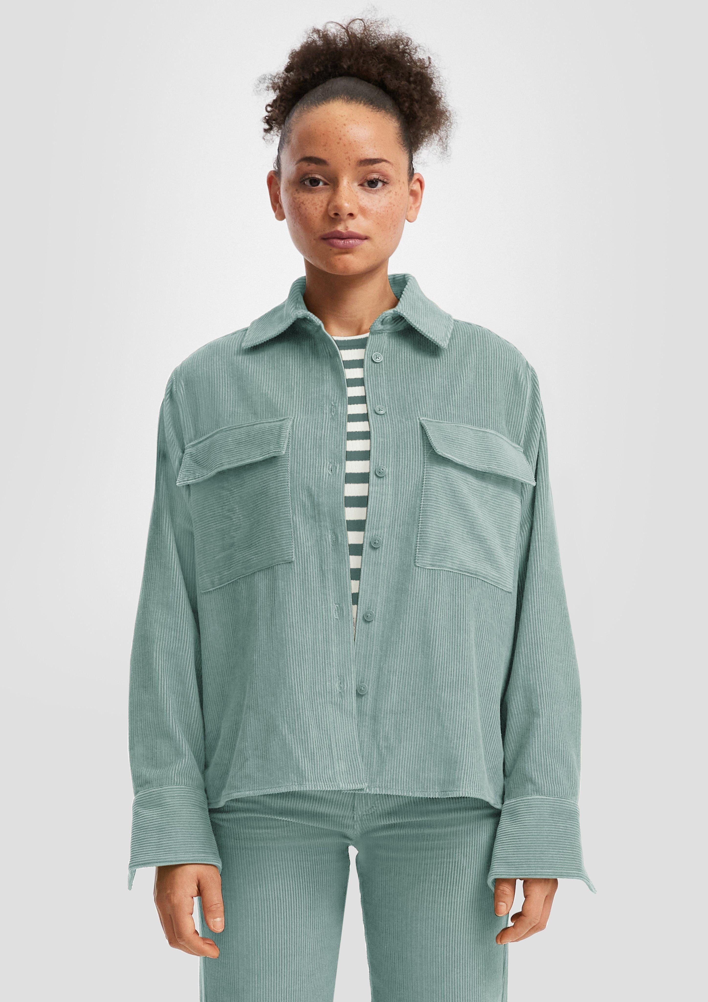 QS Langarmbluse Cord-Overshirt mit Brusttaschen günstig online kaufen