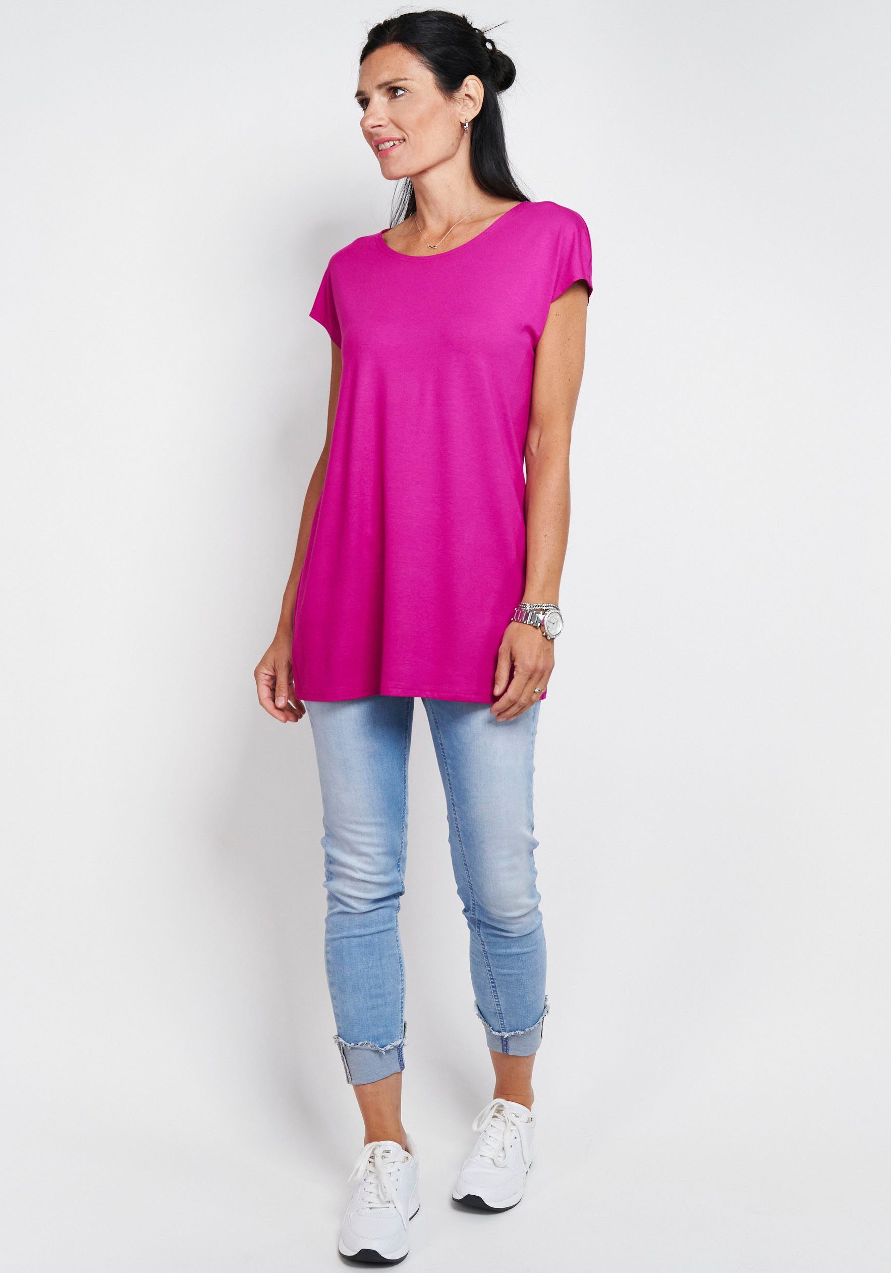 Seidel Moden Longshirt in schlichtem Design magenta | T-Shirts