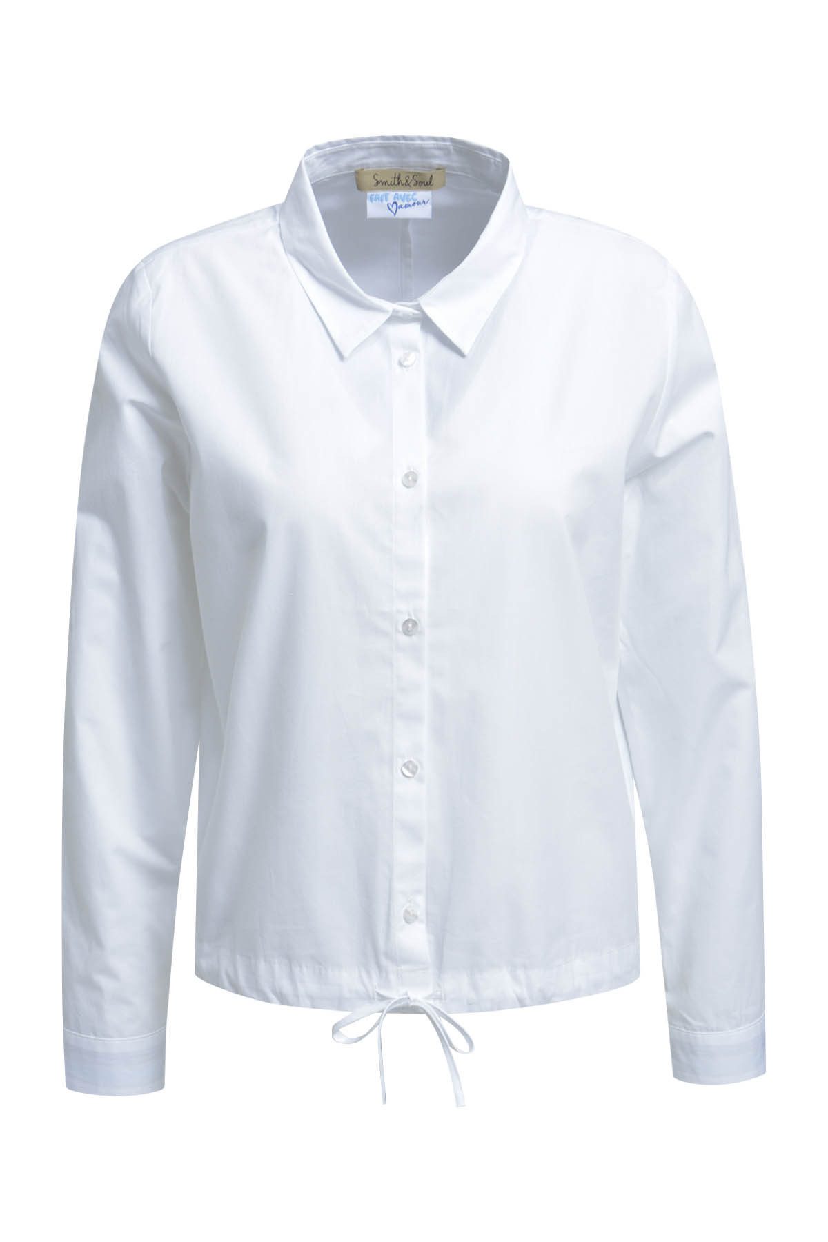 Blusentop Bluse mit Kordelzug am Saum - Gerade