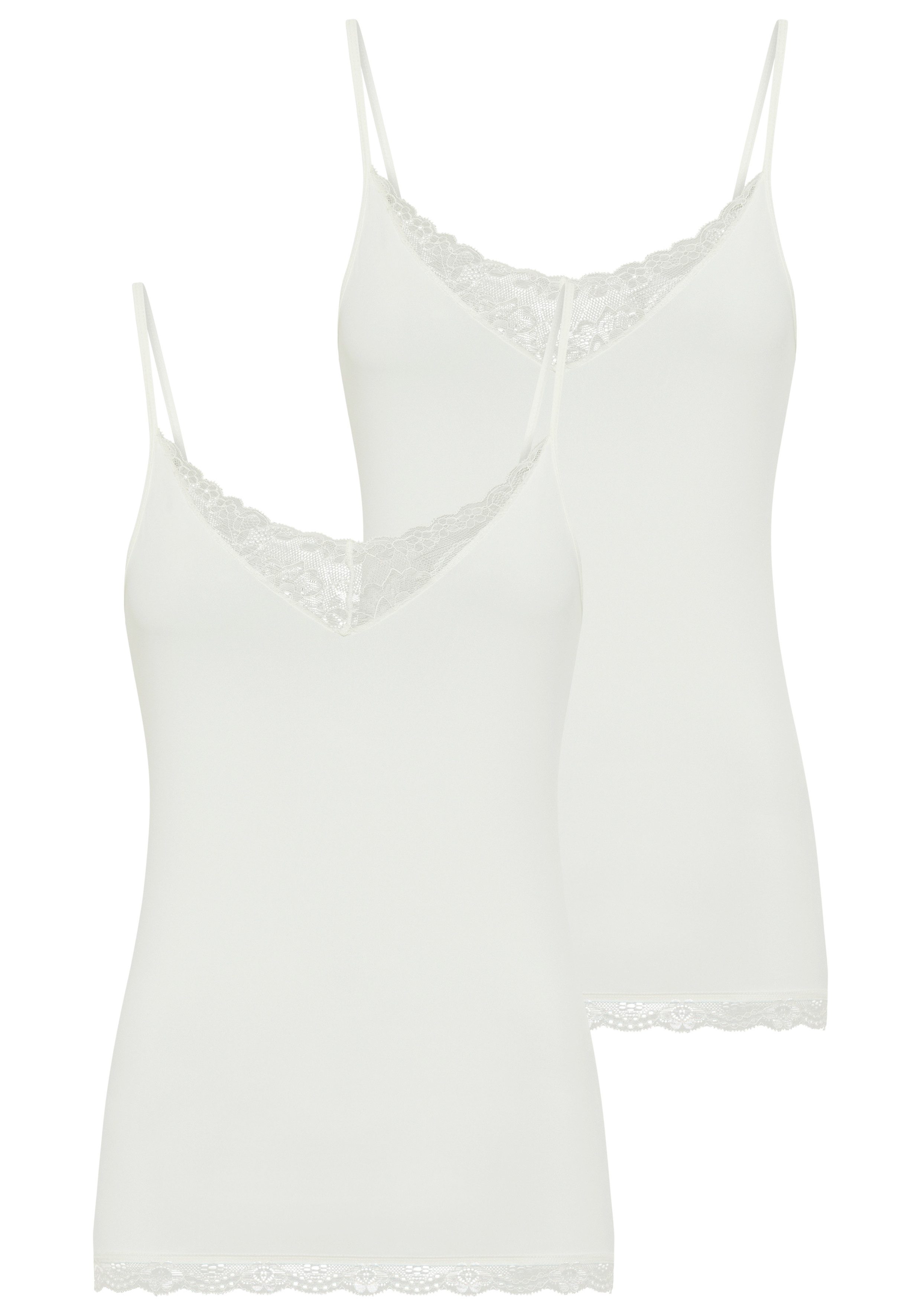 YSABEL MORA Spaghettitop (2er Pack) elastisch, Spitzeneinsatz, schmale Träg günstig online kaufen