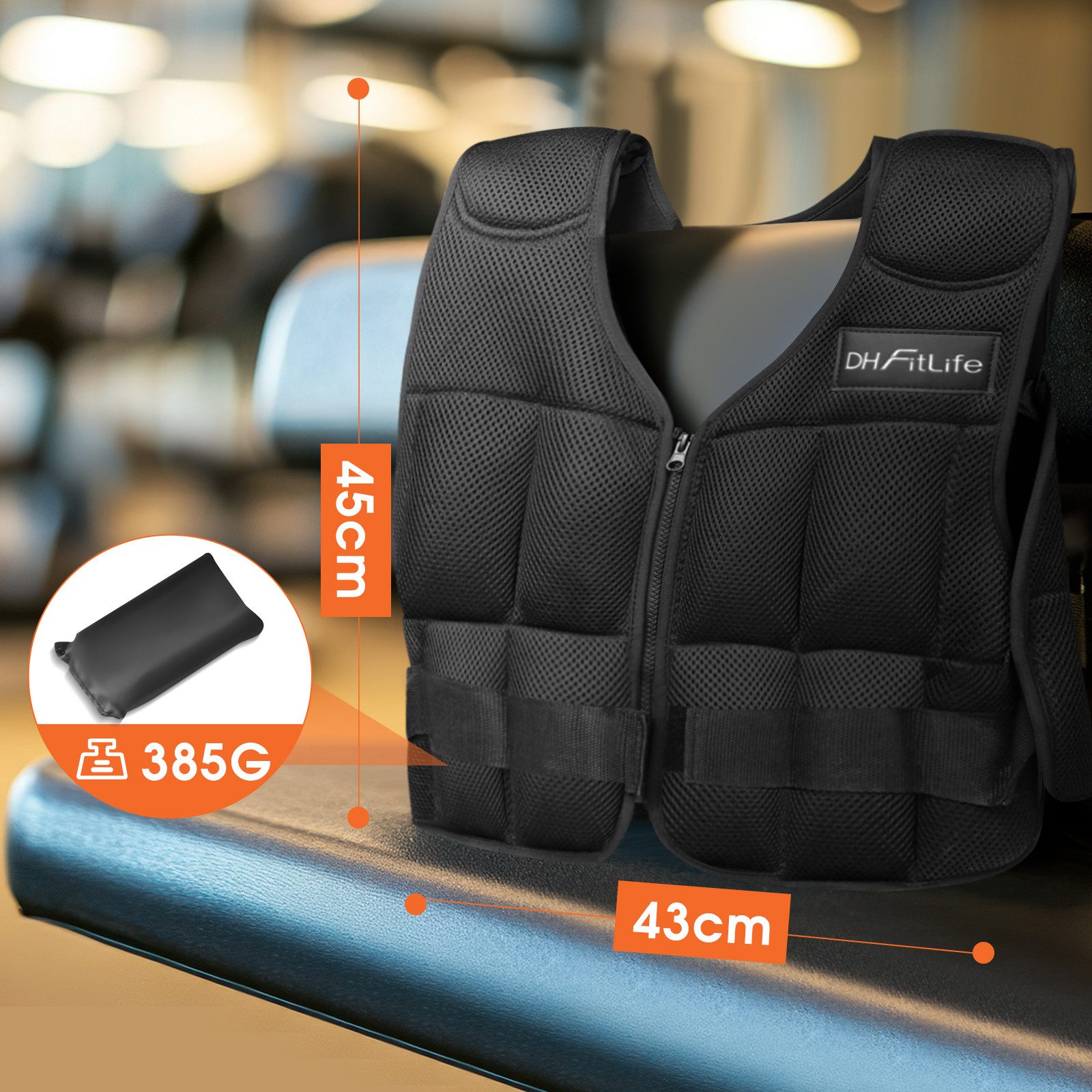 DH FitLife Gewichtsweste Verstellbar 10/20/30KG zum Muskelaufbau u. Krafttraining, (Weighted Vest, Laufweste), Laufweste Damen Herren, Fitness Trainingsweste