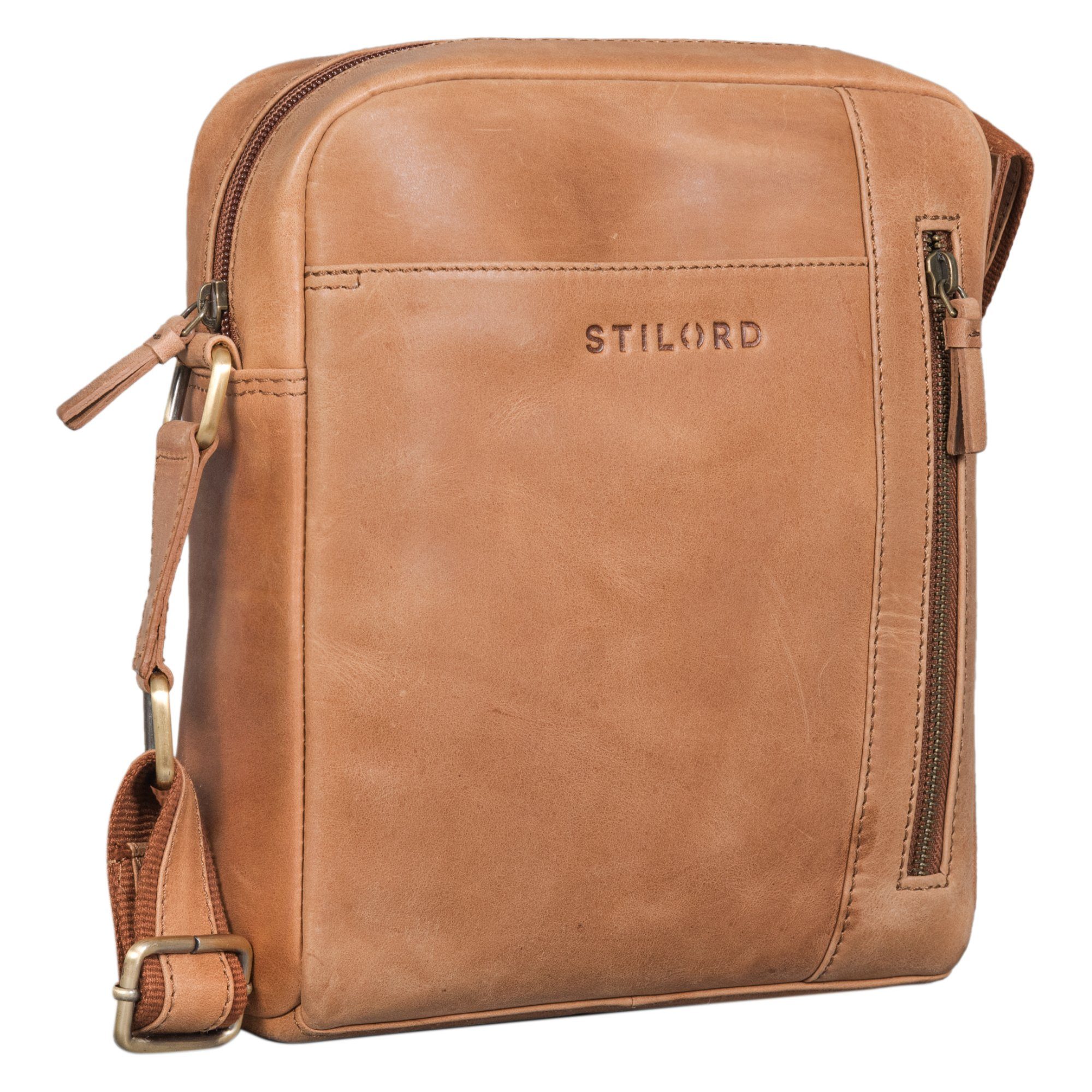 STILORD Messenger Bag "Clint" Luxuriöse Schultertasche Herren klein Leder taranto - braun