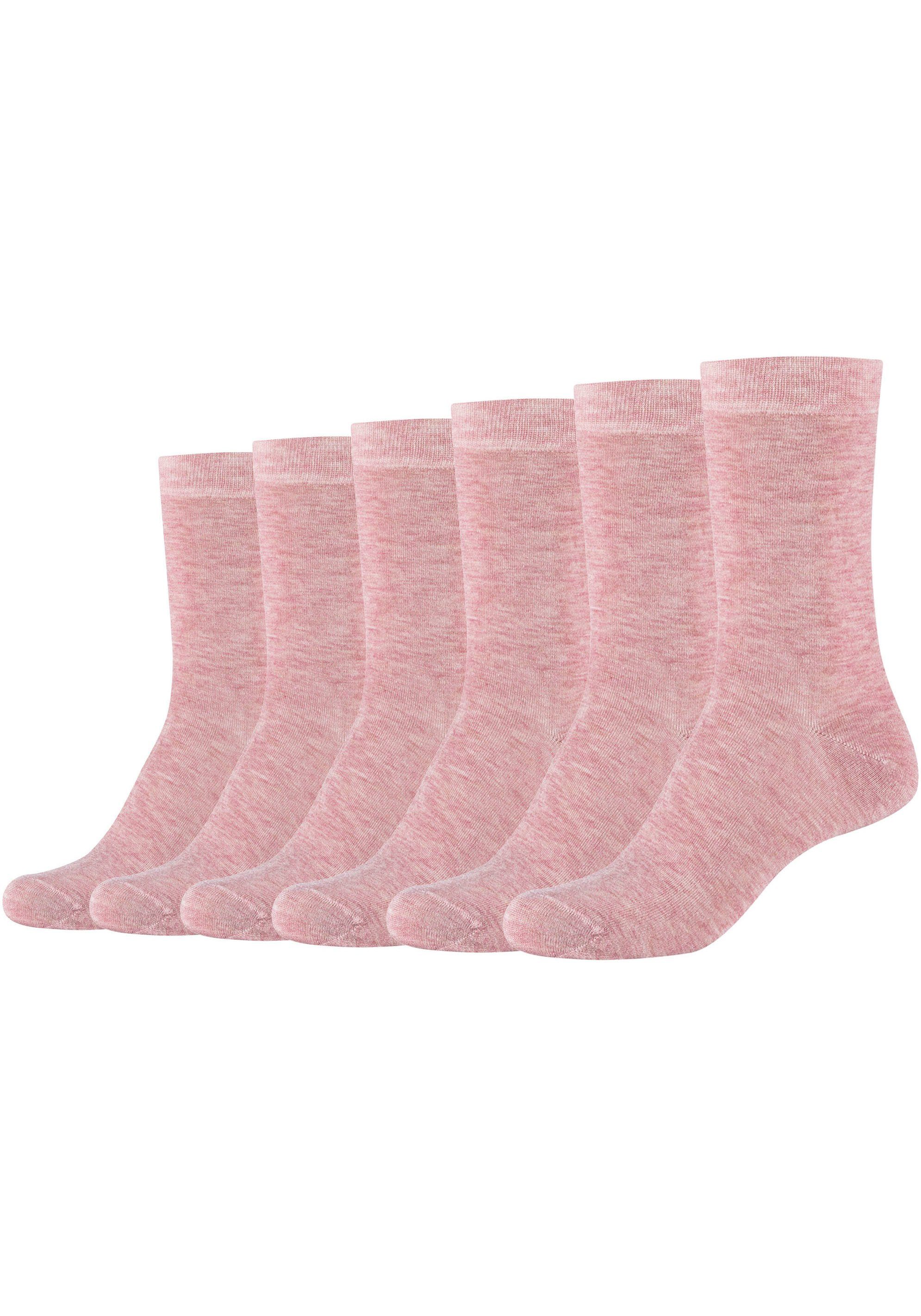 Mit (Packung, Zehennaht hangekettelter Camano melange 6-Paar) Socken silver-rose