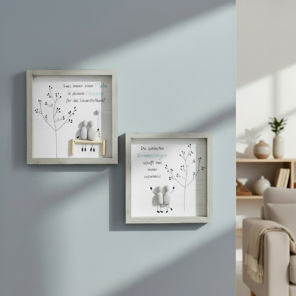 MF Wanddekoobjekt Steinherz Harmonie Steinbild Set 2er Quadratisch Deko Bil günstig online kaufen