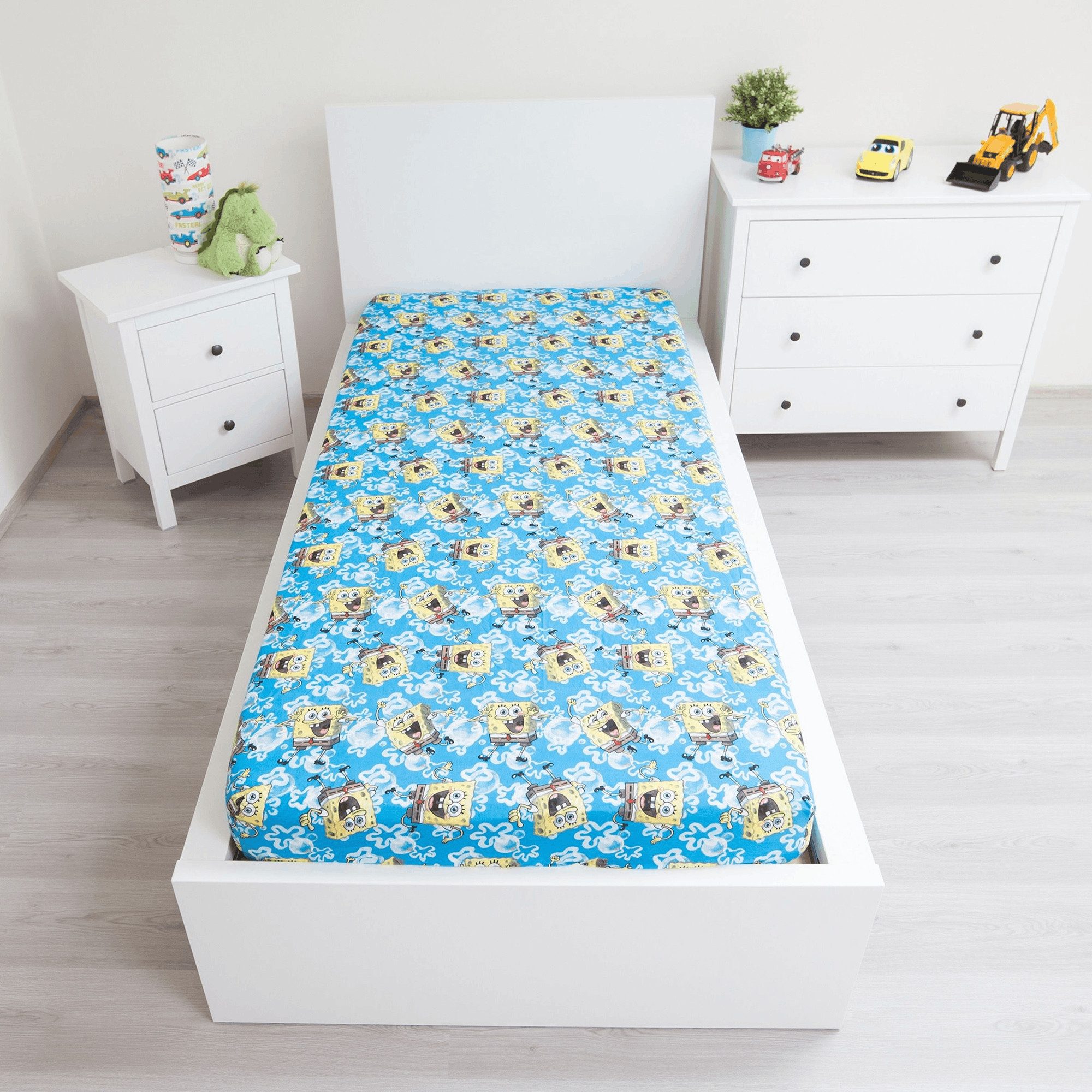 Jerry Fabrics Bettwäsche SpongeBob Spannbetttuch Spannbettlaken Bettlaken 90 X 200 cm Baumwolle, 1 teilig, Langlebig