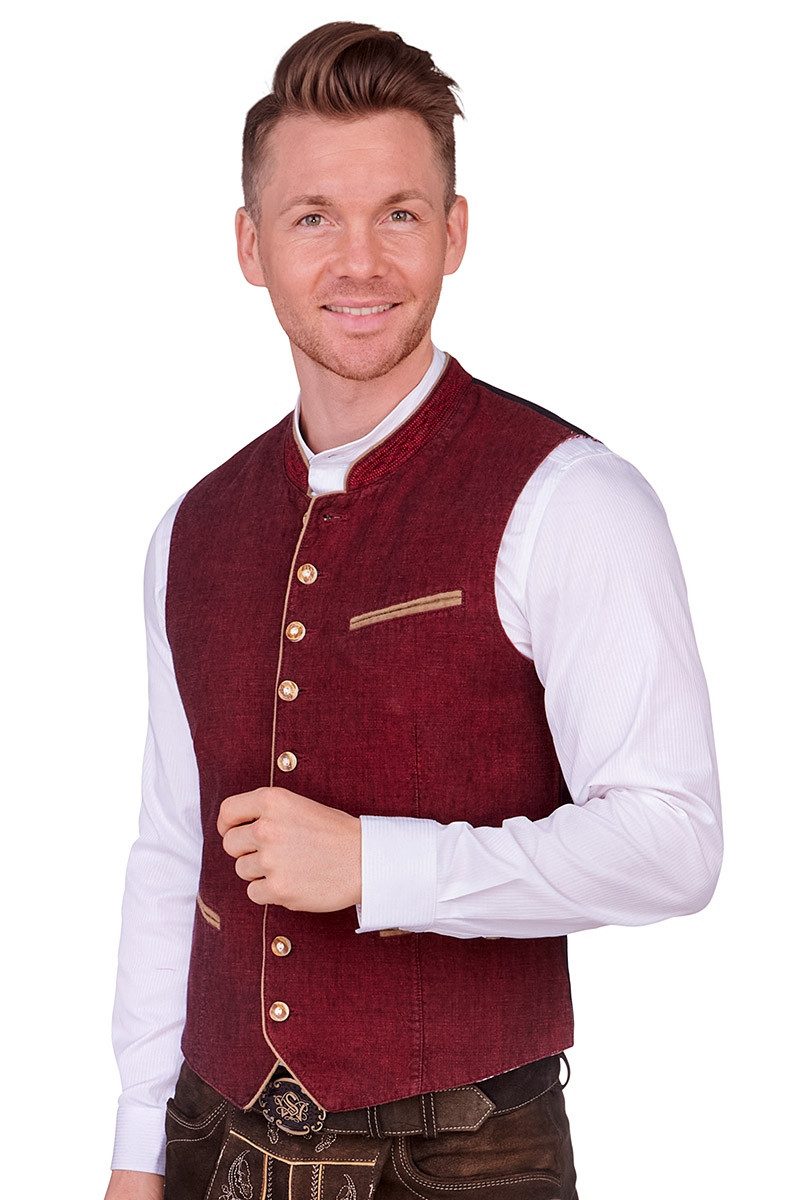 Maddox Trachtenweste Leinenweste - OLIVER - marine, weinrot