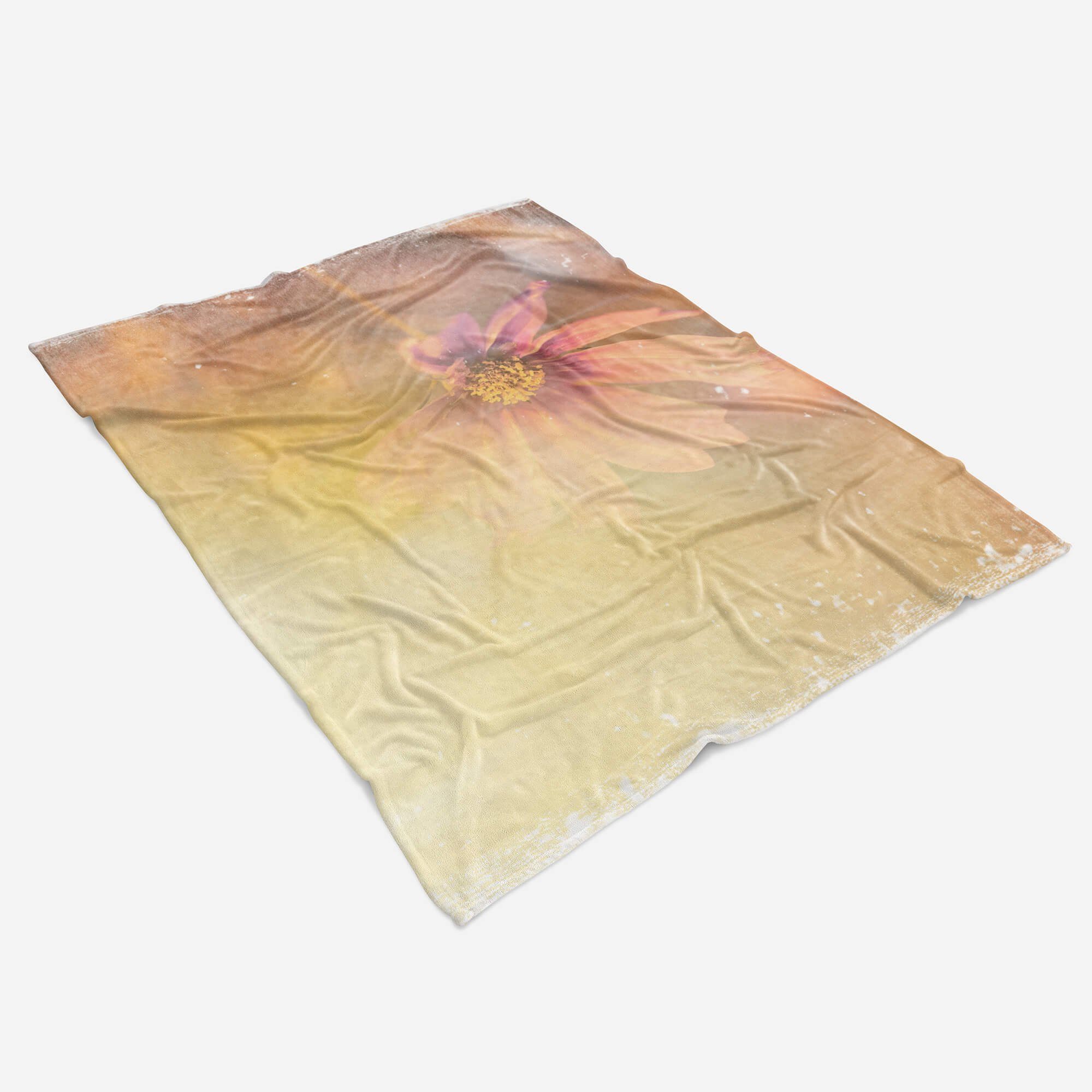 Schö, Baumwolle-Polyester-Mix Blumenmotiv Strandhandtuch mit kunstvollen Handtücher (1-St), Art Handtuch Kuscheldecke Sinus Saunatuch Handtuch