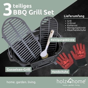 holz4home Holzkohlegrill BBQ Gusseisen Grill, Gusseisen