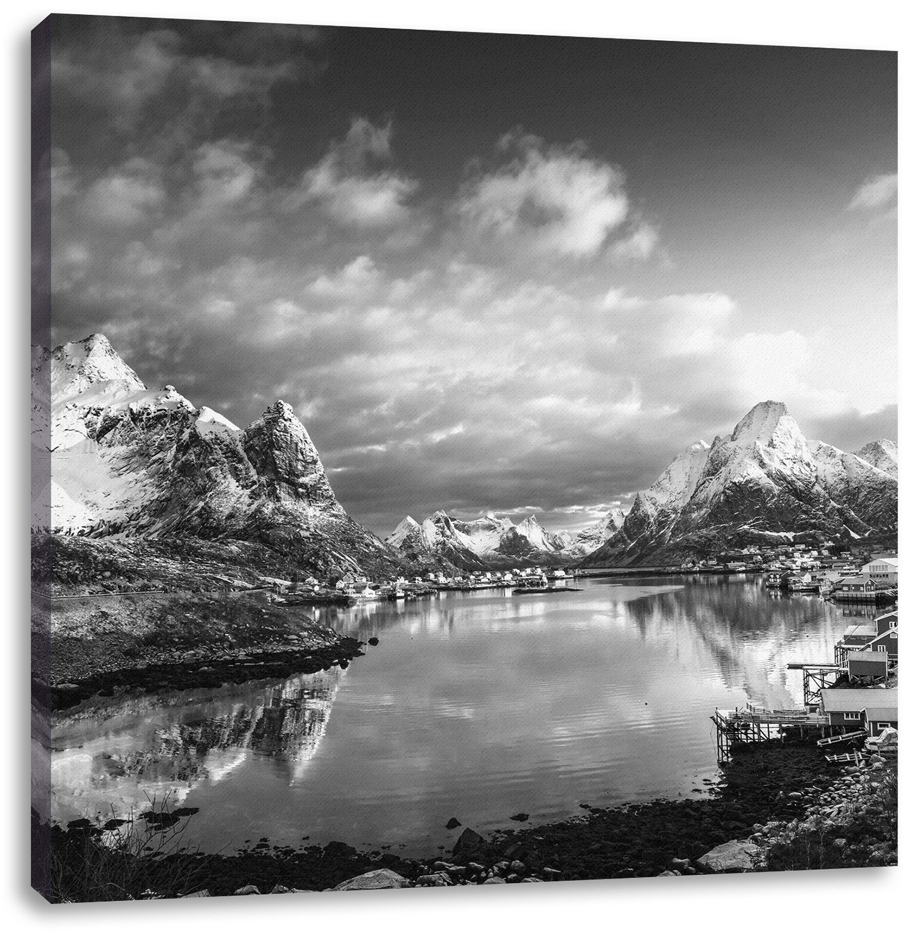 inkl. Pixxprint Leinwandbild St), Leinwandbild in Norwegen Norwegen, in bespannt, fertig Schneelandschaft Zackenaufhänger (1 Schneelandschaft