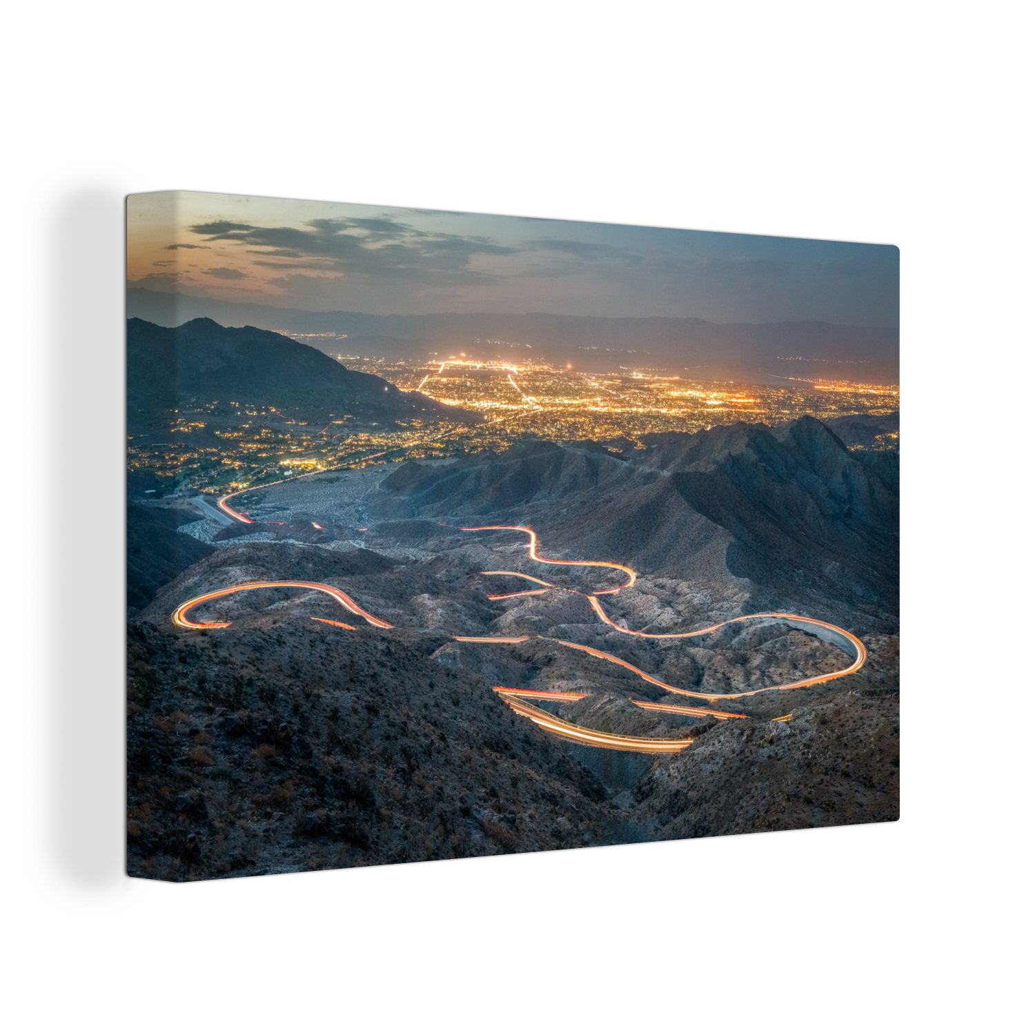 OneMillionCanvasses® Leinwandbild Panoramafoto vom Coachella Valley in Palm Springs aufgenommen, (1 St), Wandbild Leinwandbilder, Aufhängefertig, Wanddeko, 30x20 cm