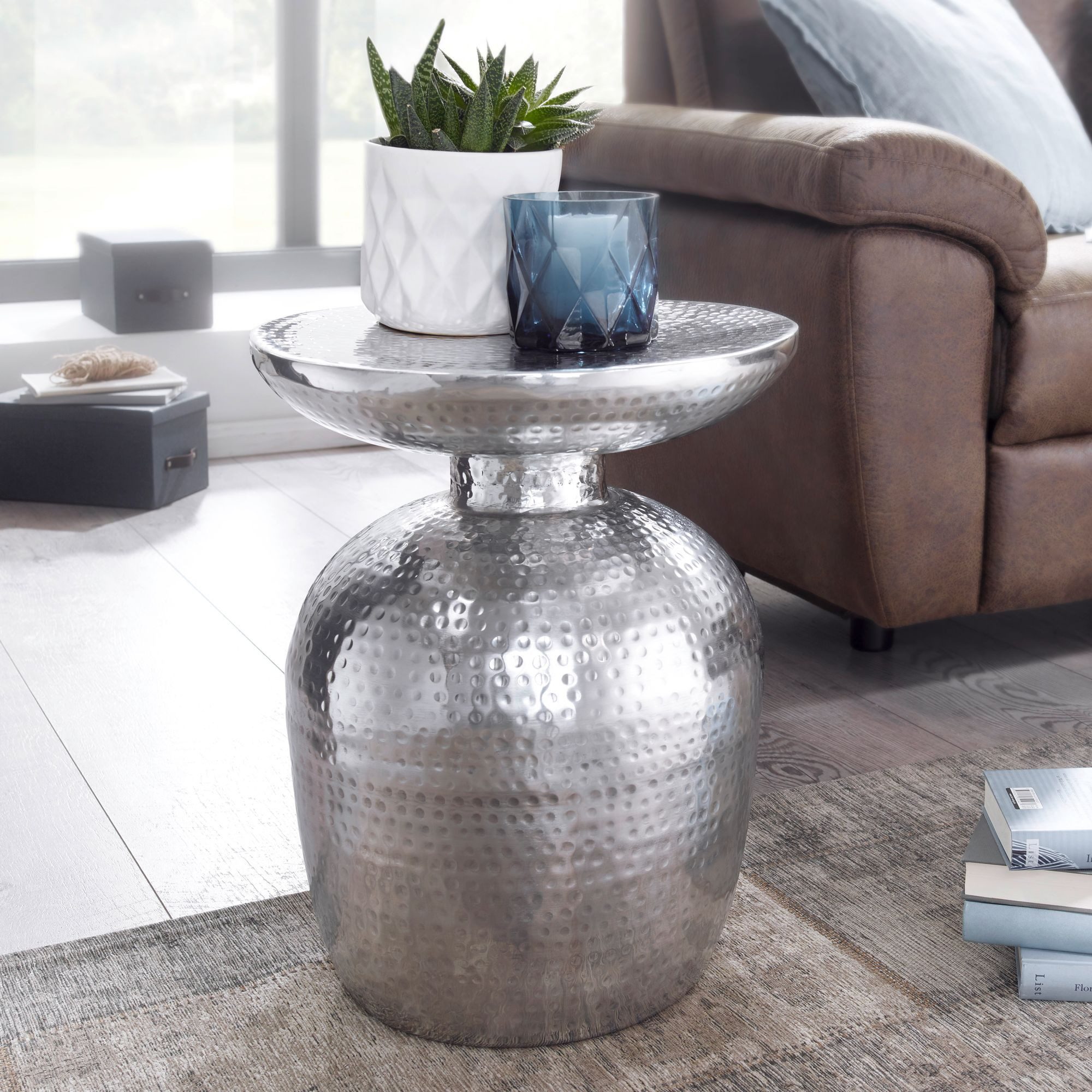 FINEBUY Beistelltisch SuVa12209_1 (36,5x46x36,5 cm Aluminium günstig online kaufen