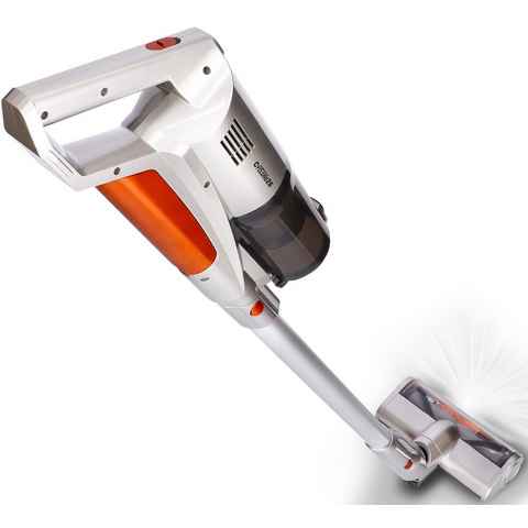 TurboTronic by Z-Line Akku-Hand-und Stielstaubsauger 2in1 Handstaubsauger in silber/orange, 120 W, beutellos, beutelloser Akku-Staubsauger, kabellos mit Wandhalterung und LED-Licht