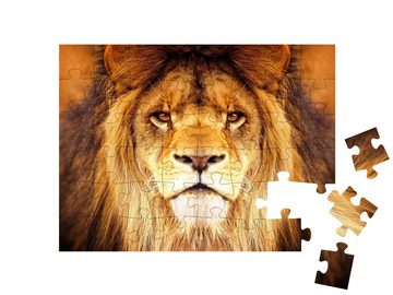 puzzleYOU Puzzle Auge in Auge mit einem Löwen, 48 Puzzleteile, puzzleYOU-Kollektionen Löwen, Raubtiere, Tiere in Savanne & Wüste