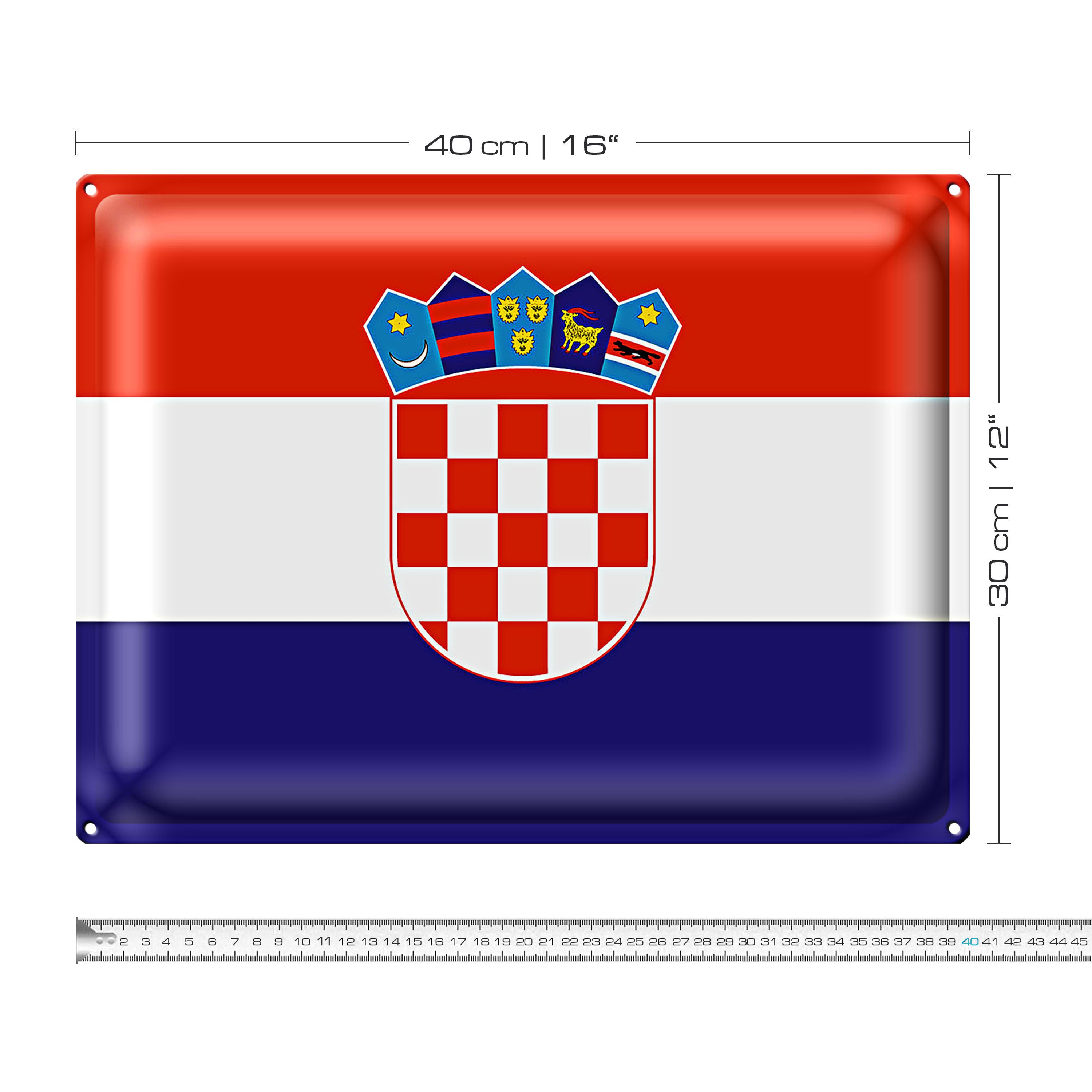 Roomando Metallschild Flagge Kroatien 40x30cm Flag of Croatia