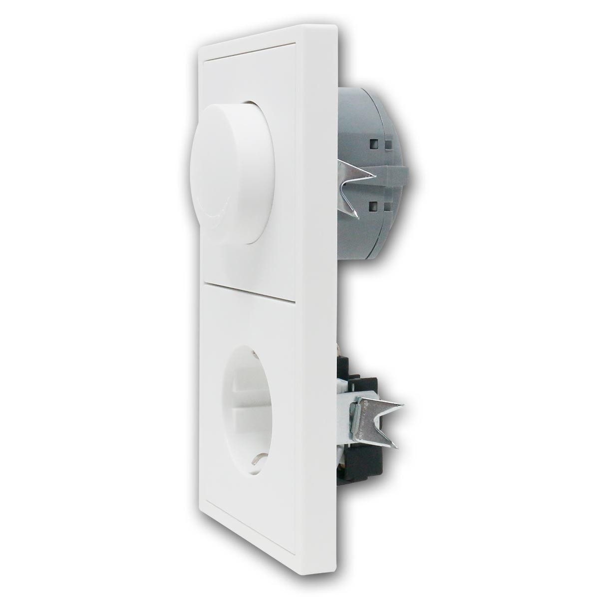 McPower Drehdimmer LED-Dimmer mit Steckdose Kombination SHALLOW weiß