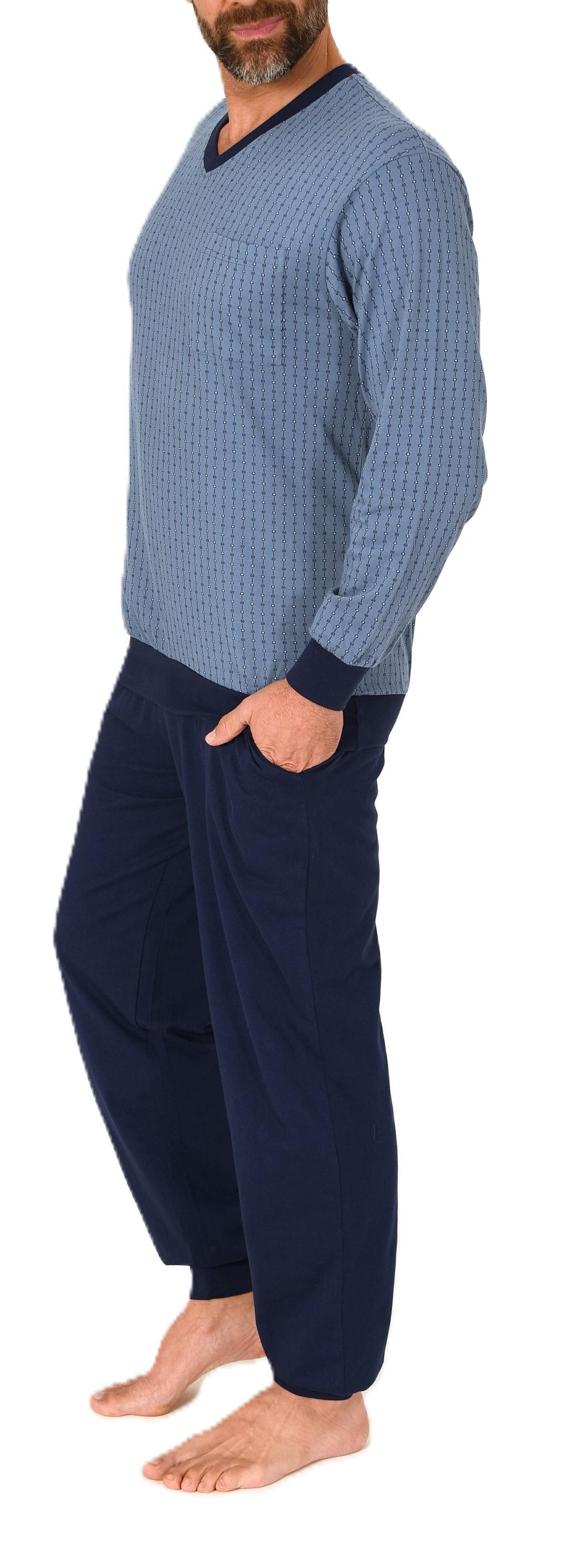Normann Pyjama Normann Herren Schlafanzug langarm mit Bündchen - auch in Übergrößen