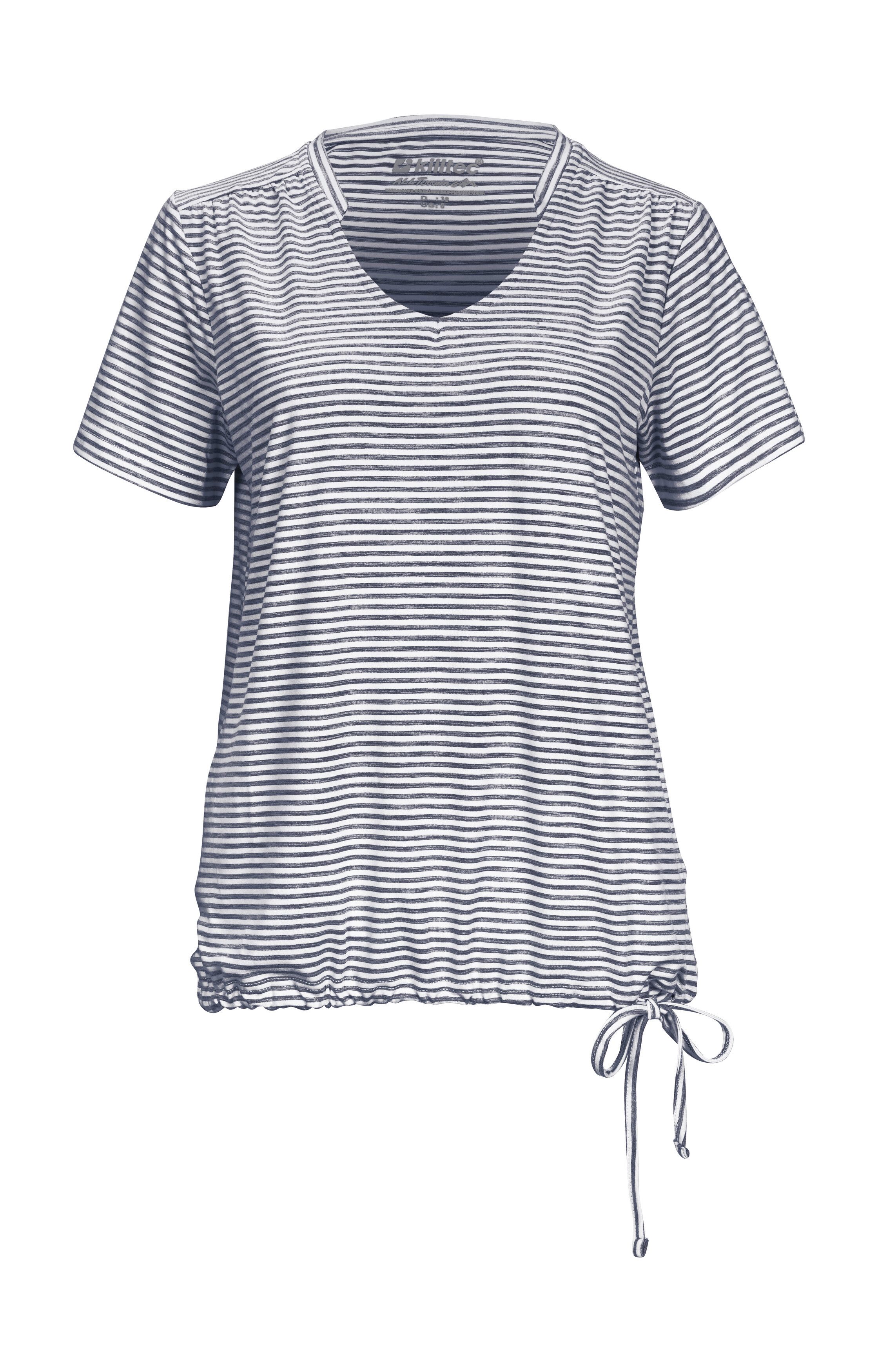 Killtec T-Shirt WMN TSHRT F Gestreiftes, schnelltrocknendes Funktionsshirt mit verstellbarem Saum
