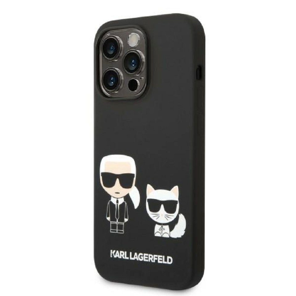 KARL LAGERFELD Handyhülle Case iPhone 14 Pro MagSafe Silikon Katze schwarz 6,1 Zoll, Kantenschutz