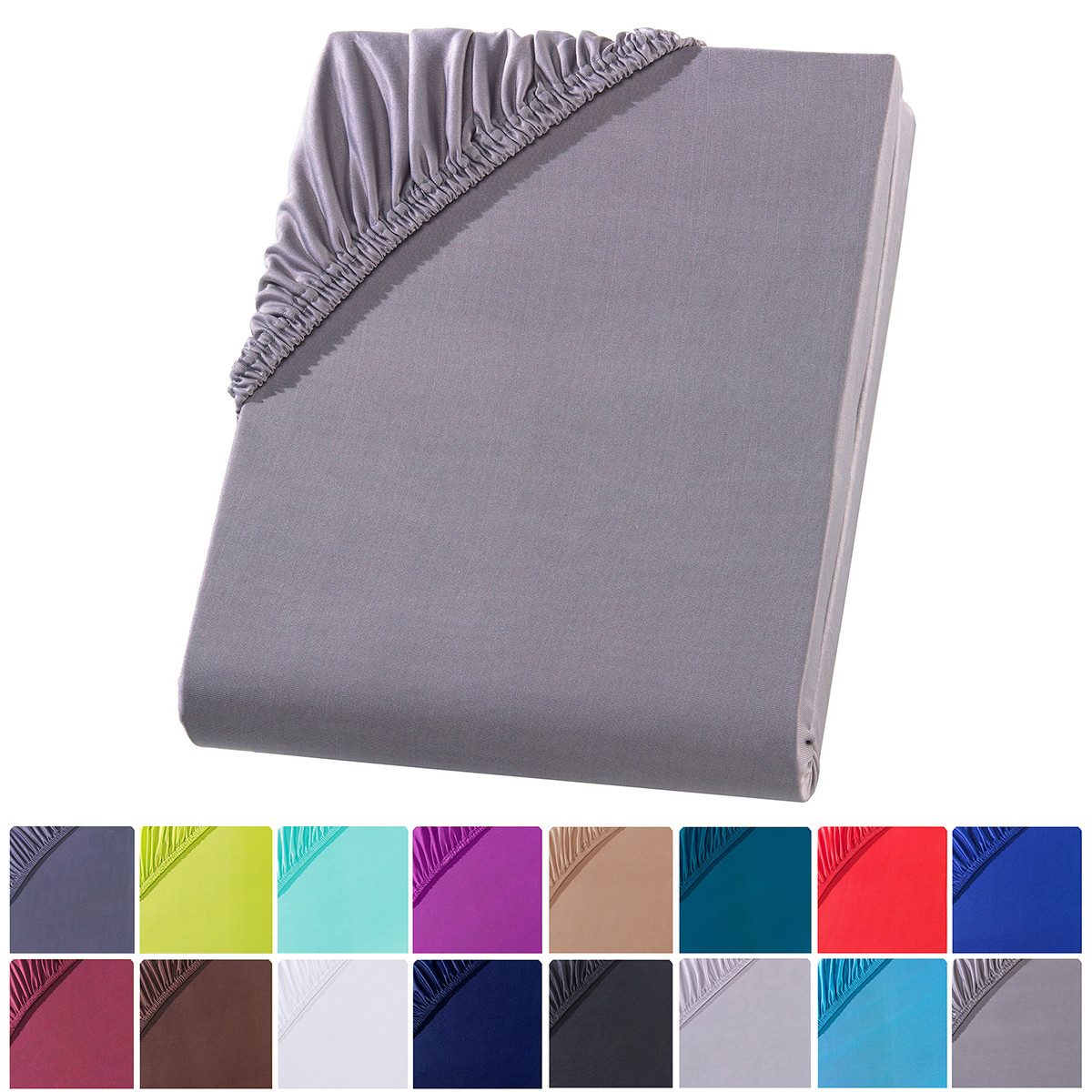 Visaggio Spannbettlaken Mikrofaser Spannbetttuch Bettlaken 90x200 140x200 180x200 200x220, Microfaser, Gummizug: rundum, Boxspringbett Wasserbett, Steghöhe 40 cm für Matratzenhöhen bis 32 cm