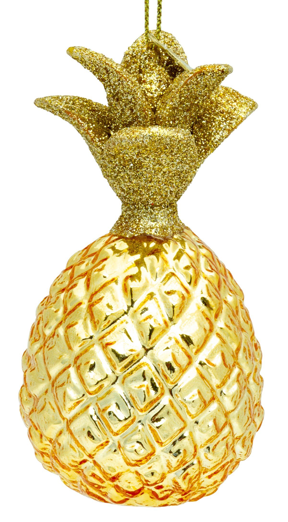 SIKORA Christbaumschmuck SIKORA BS480 Goldene Ananas Christbaumschmuck Glas Figur Weihnachtsbaum Anhänger