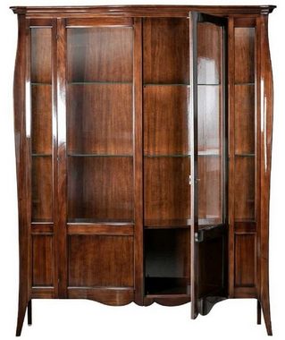Casa Padrino Vitrine Luxus Art Deco Vitrine Braun 170 x 50 x H. 215 cm - Massivholz Vitrinenschrank mit 2 Glastüren - Luxus Art Deco Wohnzimmer Möbel