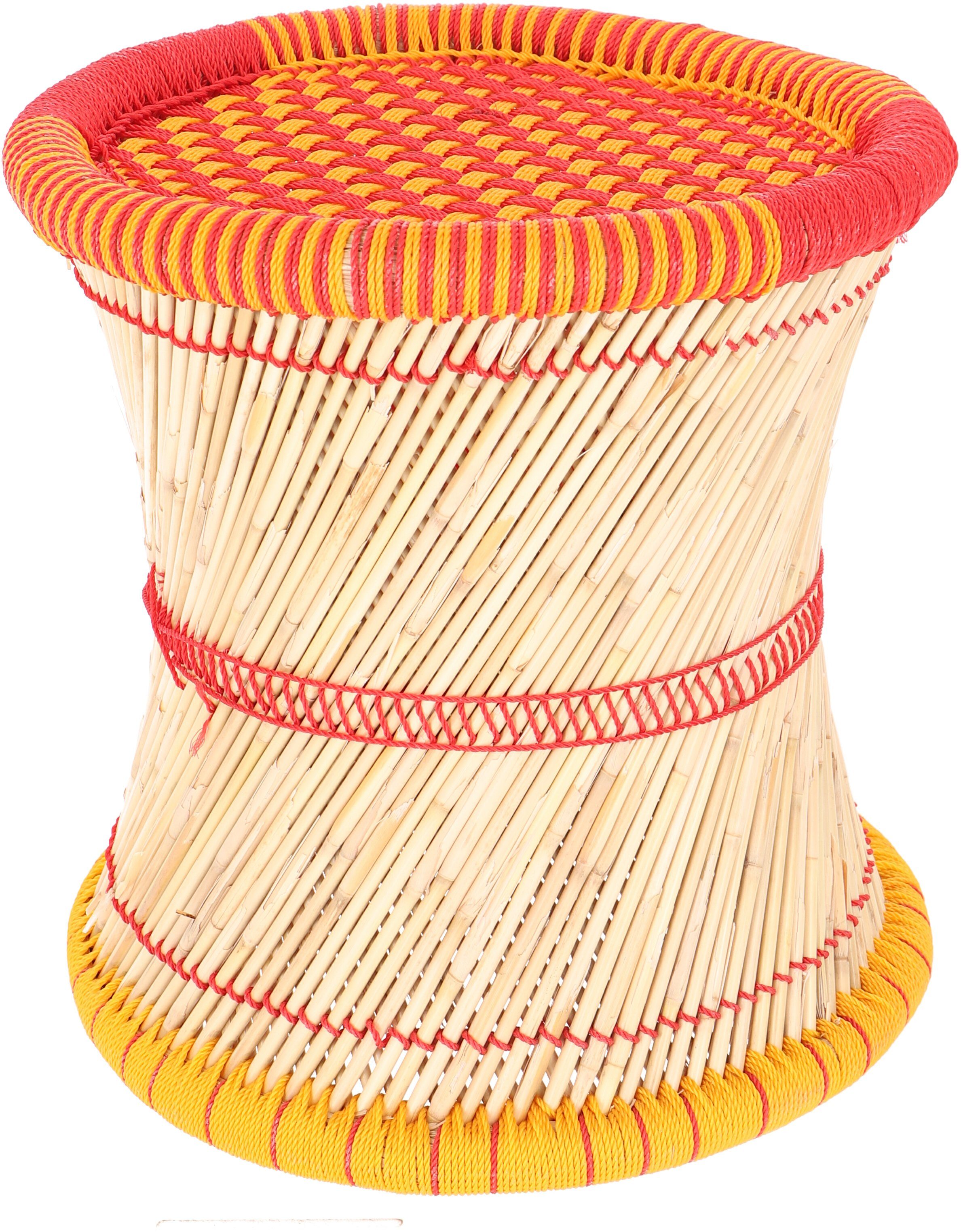 Guru-Shop Stuhl Großer indischer Korbhocker, Bambushocker