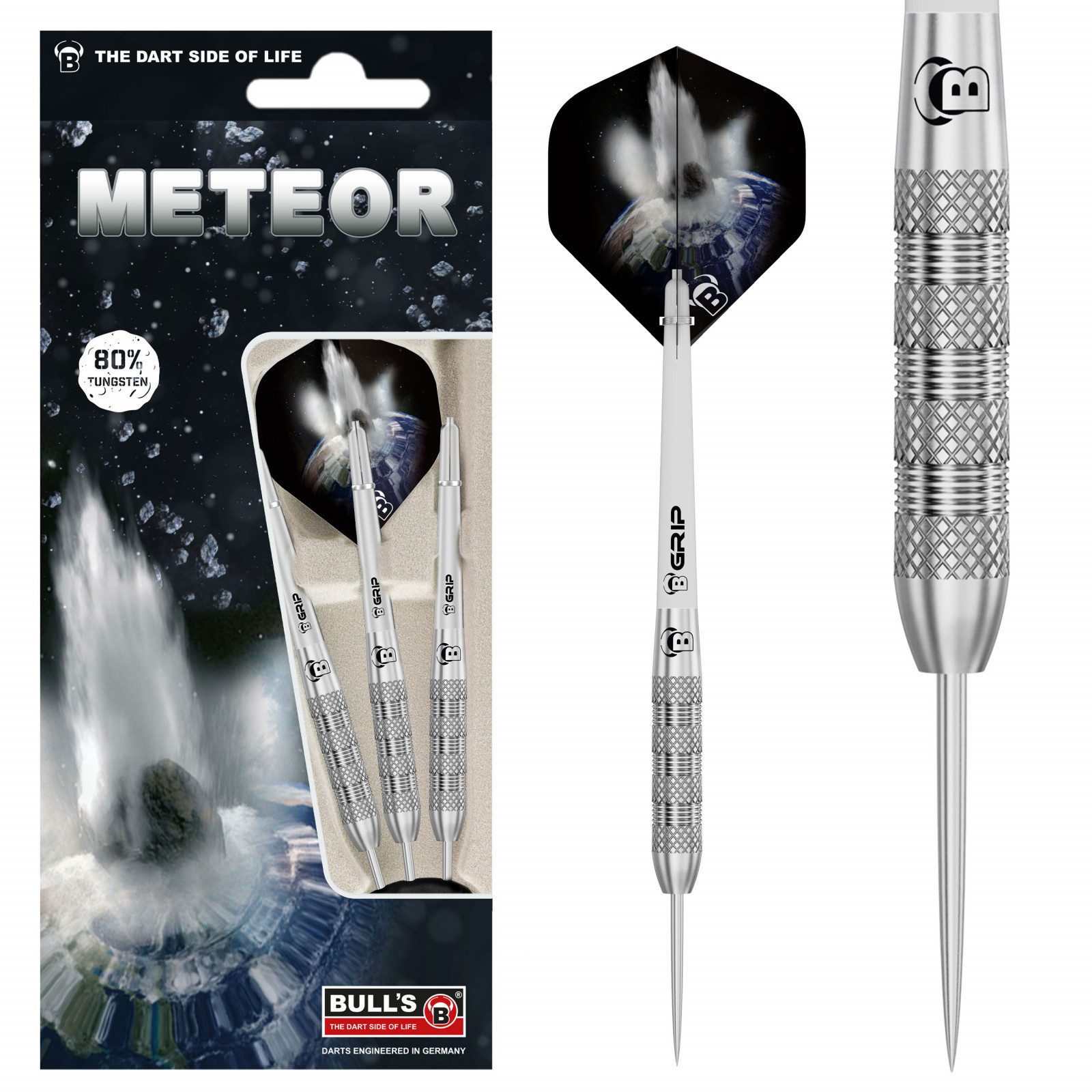 Dartpfeil Bull´s Steeldart Meteor MT2, 80% Tungsten, 20g. Silber