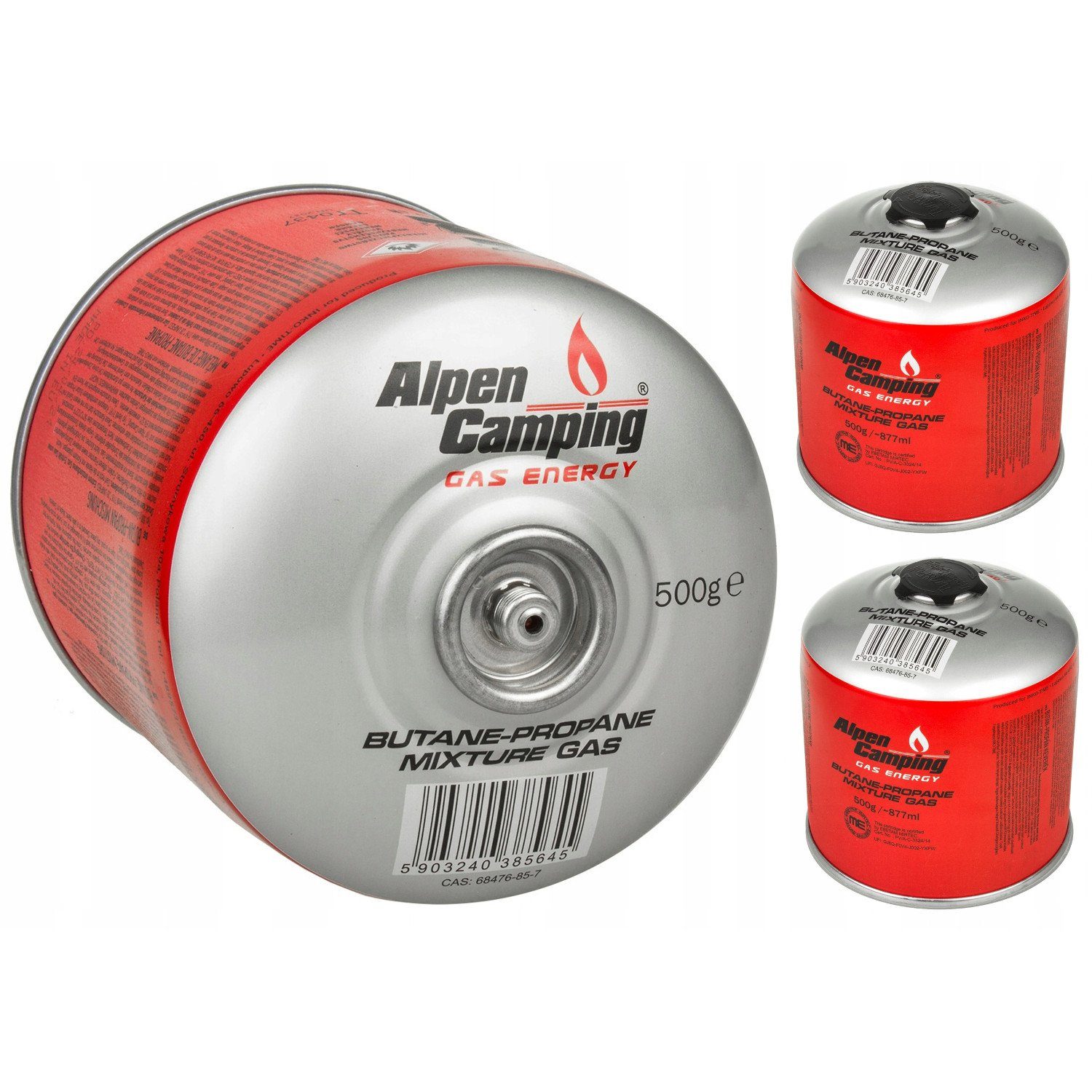 Alpen Camping Gaskartusche IK008, 3 St., 877 ml / 500g Gaskartusche