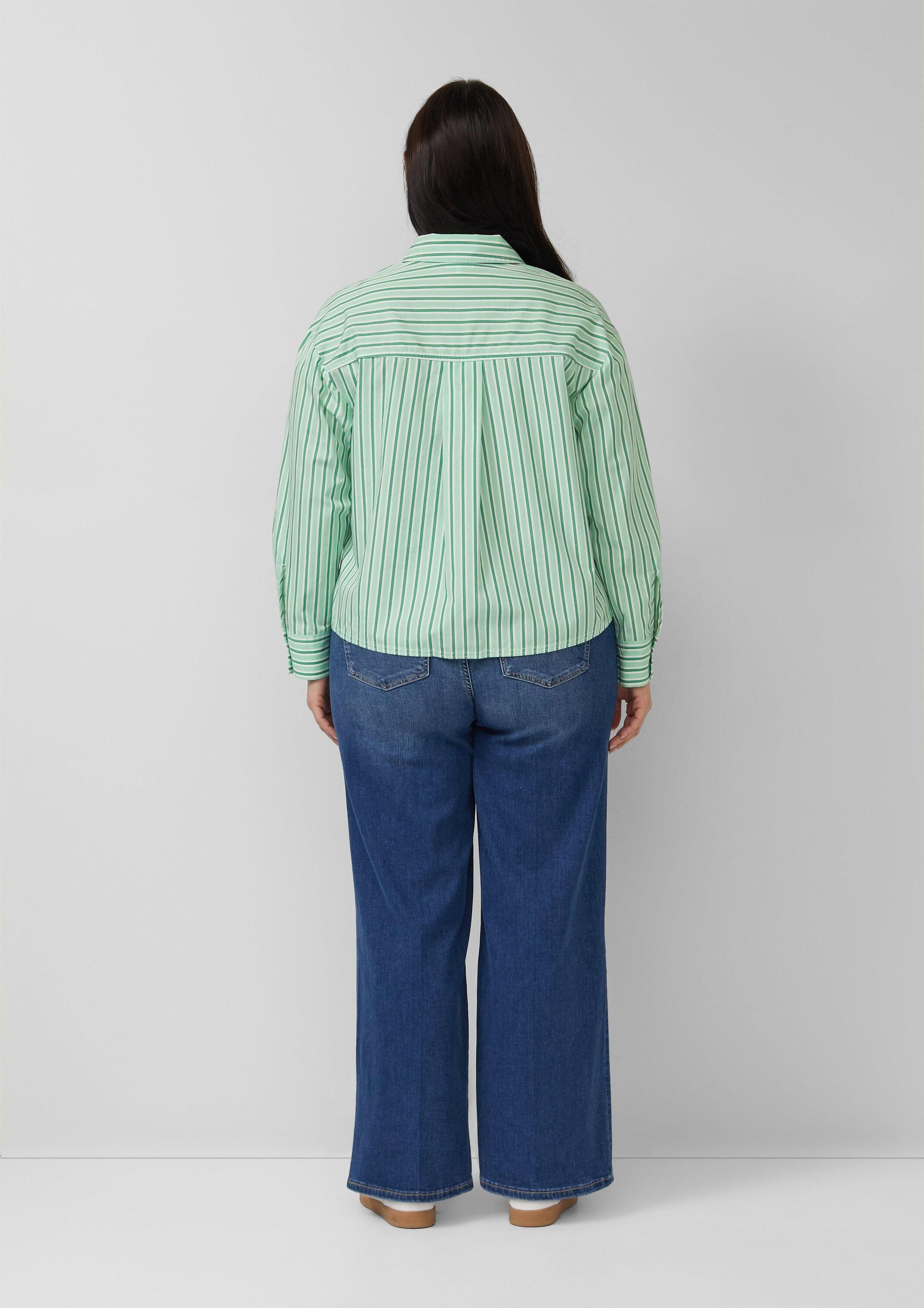 s.Oliver Langarmbluse Bluse Verkürzte Popeline-Bluse im Relaxed Fit