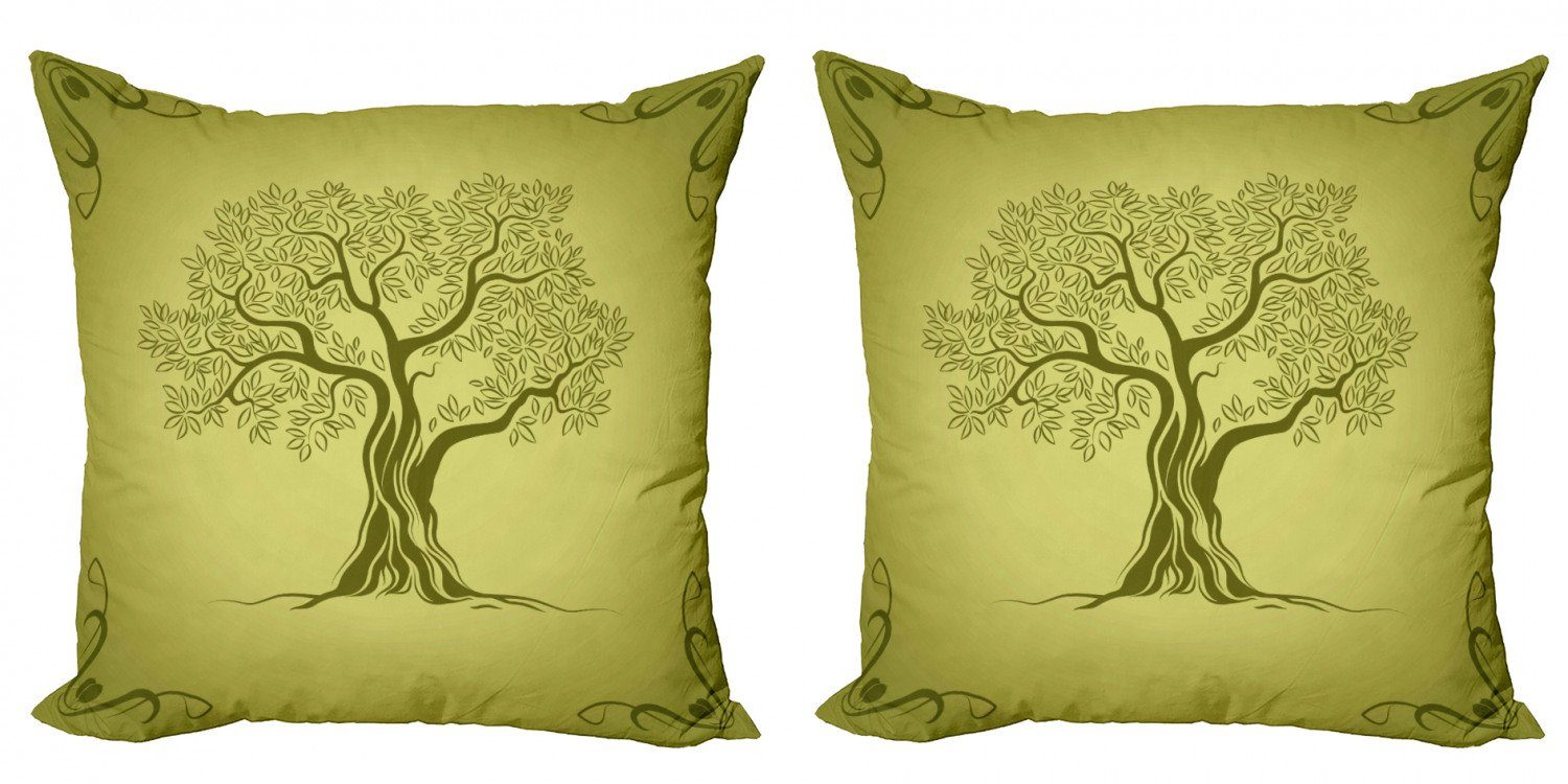 Abakuhaus Modern Digitaldruck, Kissenbezüge Doppelseitiger Olive Tree Accent olivgrün Pattern (2 Stück),