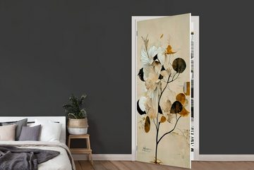 MuchoWow Türtapete Blumen - Blätter - Baum - Pastell, Matt, bedruckt, (1 St), Fototapete für Tür, Türaufkleber, 75x205 cm