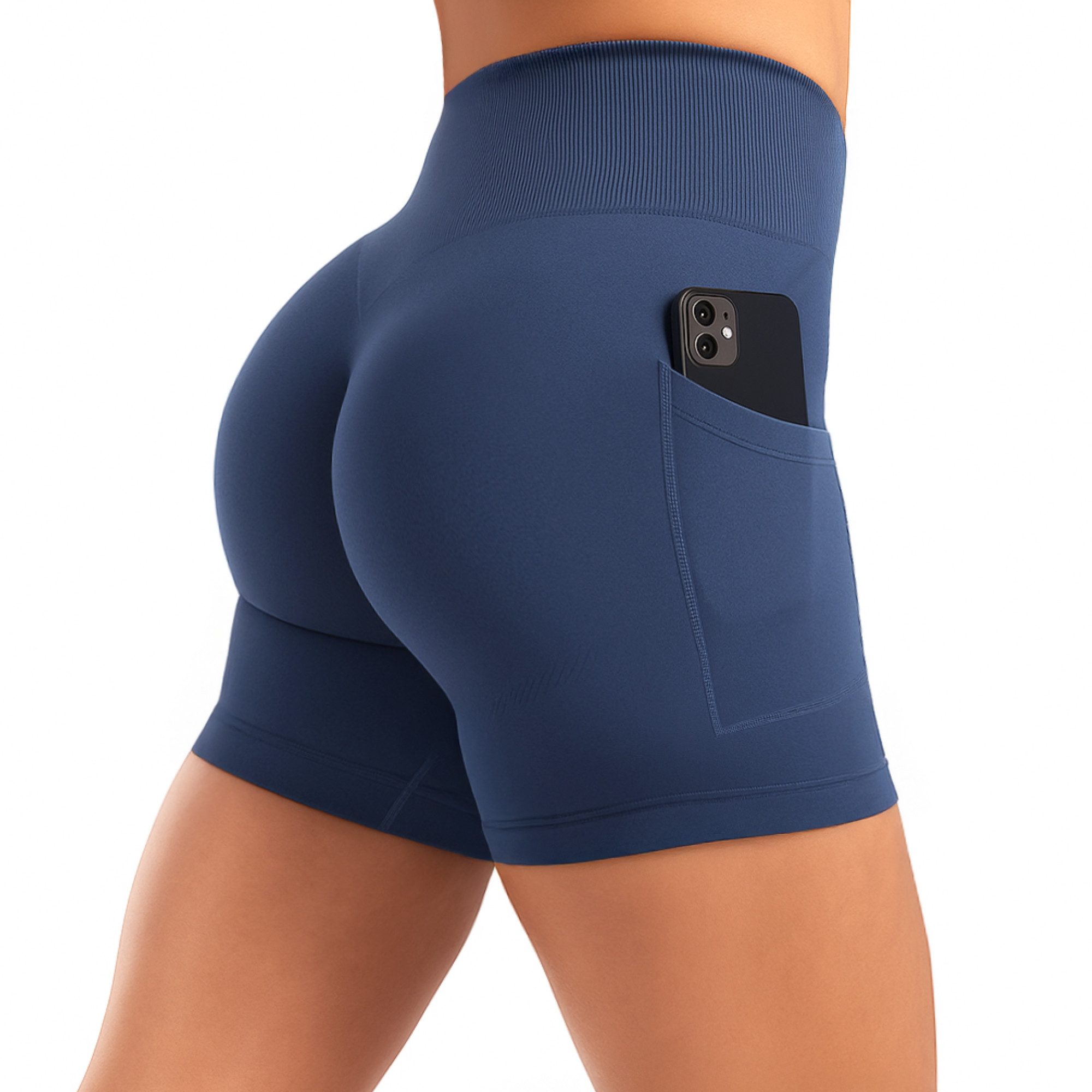 Smilodox Shorts Temmy, Kurze Sport Hose mit Pocket und Kontur, breiter Bund optimaler Halt, elastisch, figurbetonend, Gym Jogging Alltag