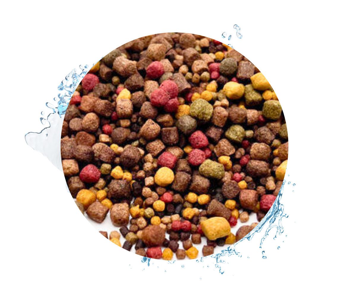 Warnick´s Tierfutterservice Koifutter 5-Sorten Mix mit Spirulina - in 3mm, 6mm oder 3-6mm 3-6mm, Alleinfuttermittel für: Koi, Zierfische, Teichfische, Fische