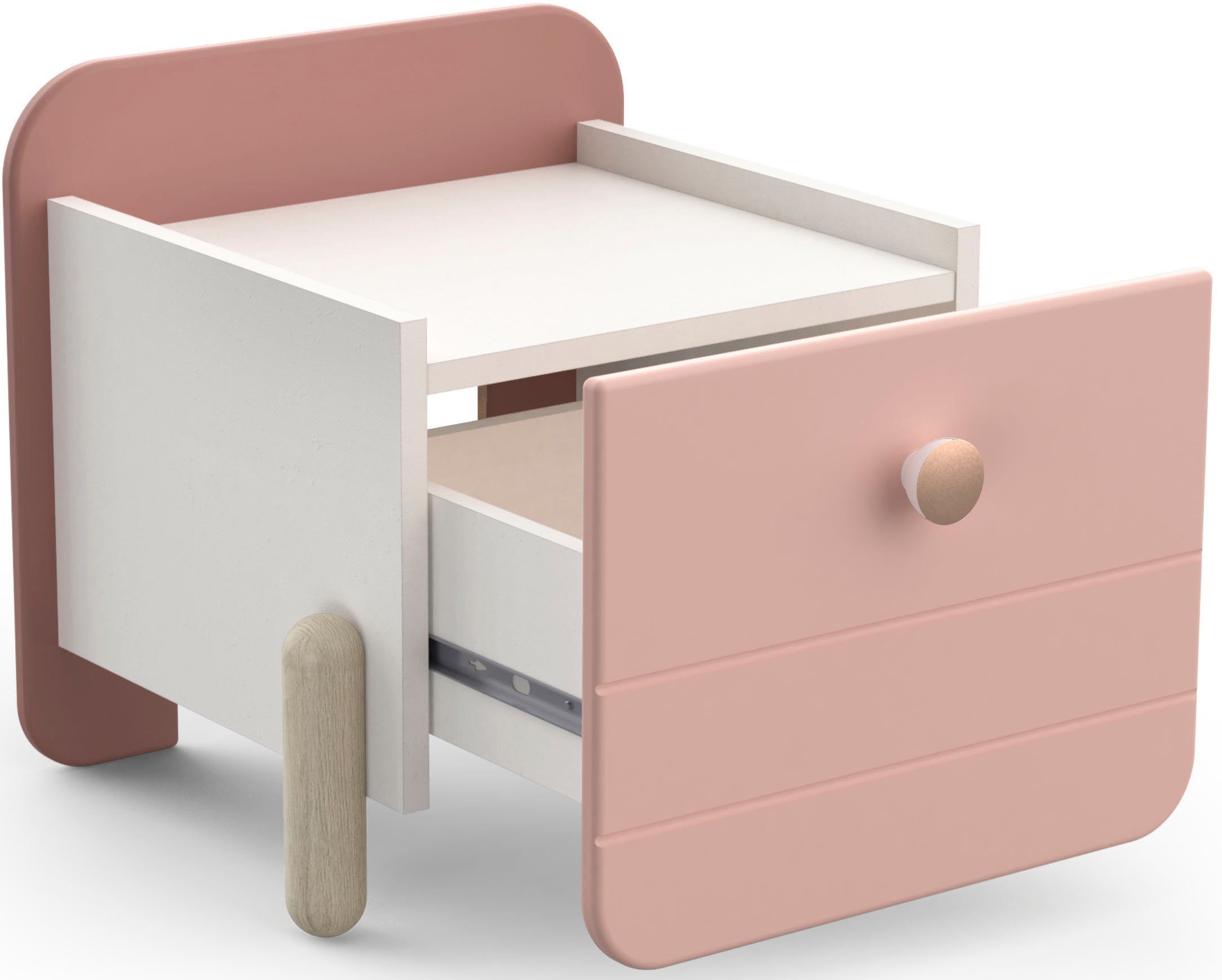 Demeyere GROUP Nachtkommode Jade, Schublade mit Rollenauszügen, Runde Knopfgriffe mit Roségold-Finish