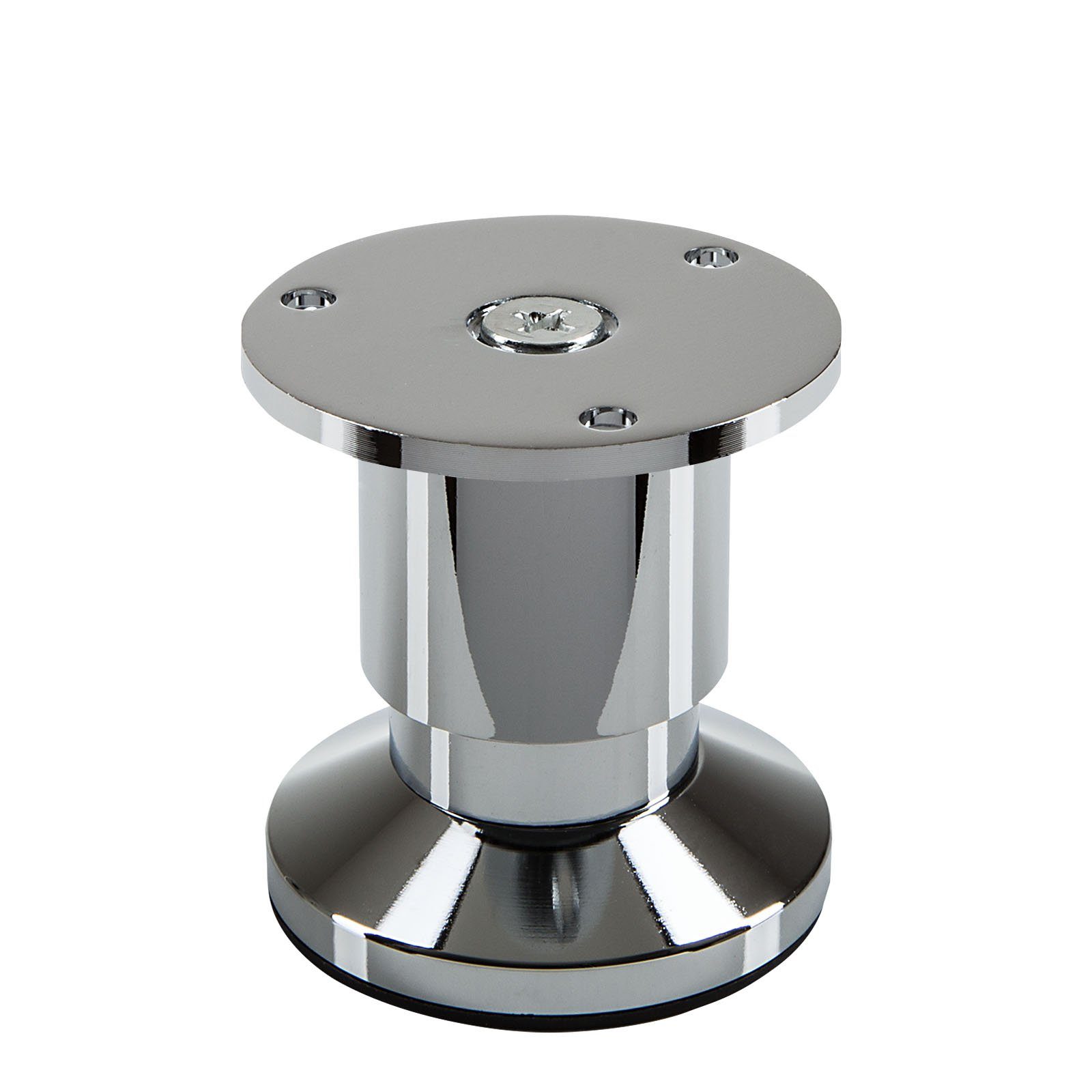 SO-TECH® Мебліfuß ALPHA, belastbar bis 250 kg, höhenverstellbar bis 15 mm, (1-St), Höhe 50 mm, Aluminium, Chrom poliert