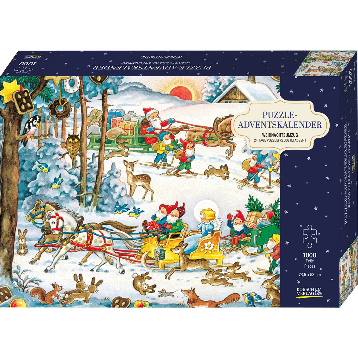 Korsch Verlag Wandkalender Puzzle-Adventskalender »Weihnachtsumzug«: 24 Tage Puzzlefreude im A