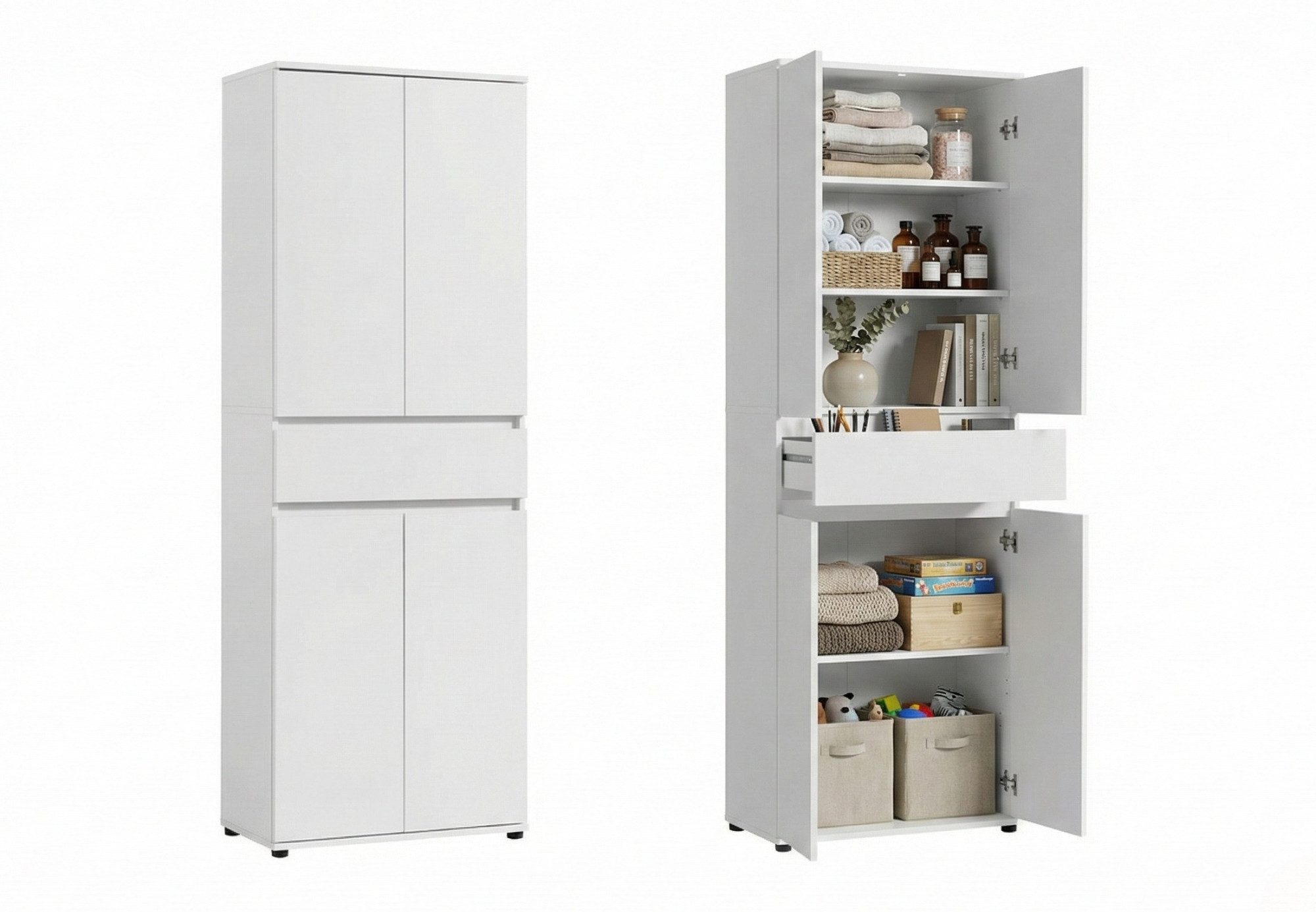 Home Collective Mehrzweckschrank Schrank 60 cm breit mit 4 Türen & Schublad günstig online kaufen