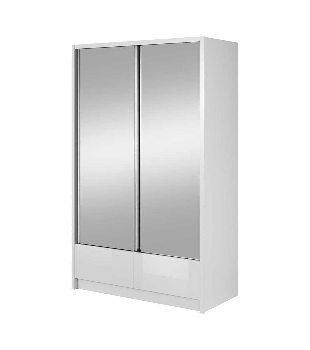 Beautysofa Spiegelschrank Lara Spiegelnd, Wohnzimmer Garderobe) (weißes für schwarzes 2x Schiebtüren Schrank oder II Kleiderschrank, mit