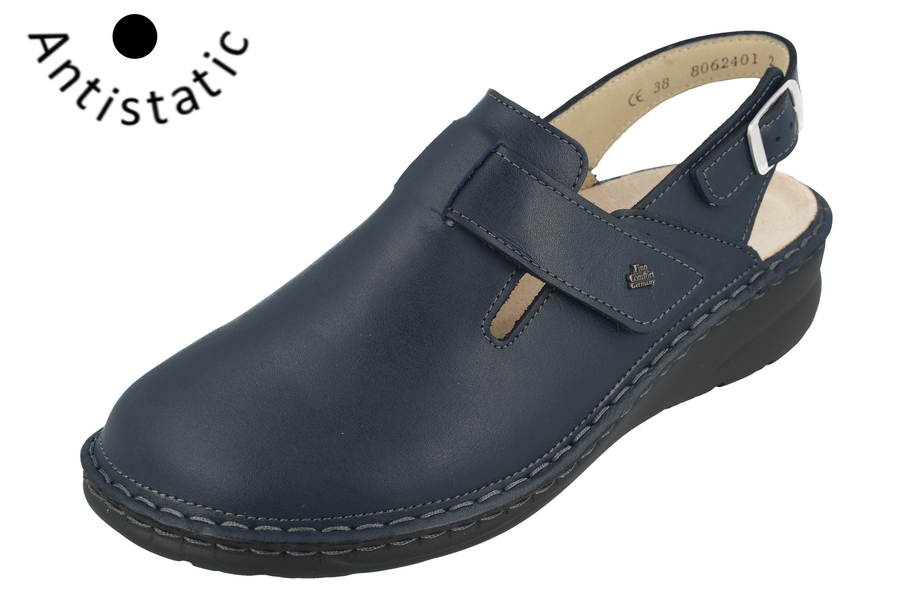 Finn Comfort FINN COMFORT Aveiro Damen Clog antistatic blau Glattleder - Größe: Arbeitsschuh Wechselfußbett