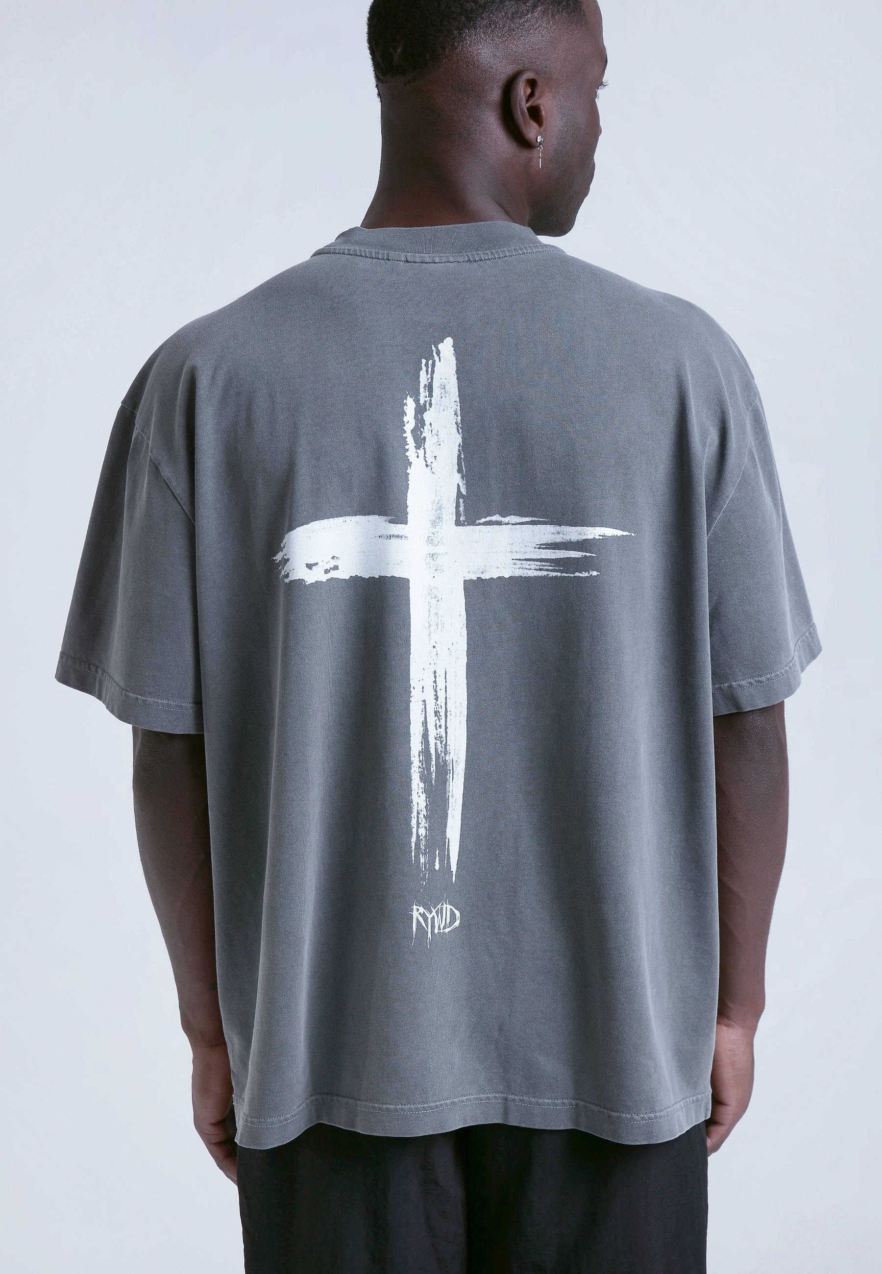 grau Remember washed RYWD Cross - T-Shirt Stone you T-Shirt will die