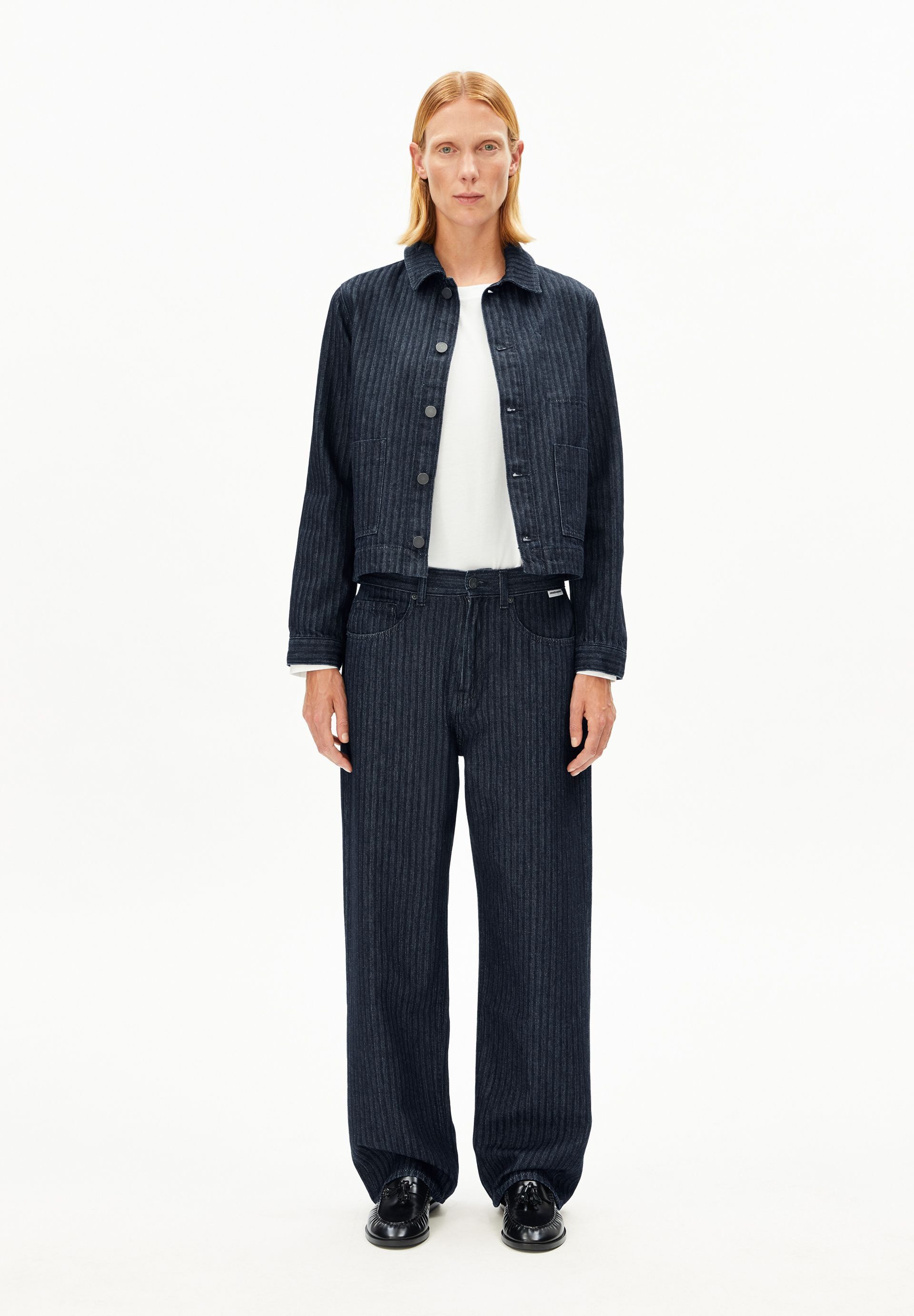 Armedangels Boyfriend-Jeans HAAYI HERRINGBONE Baggy Jeans Bio-Baumwolle (Non-Stretch) Low waist