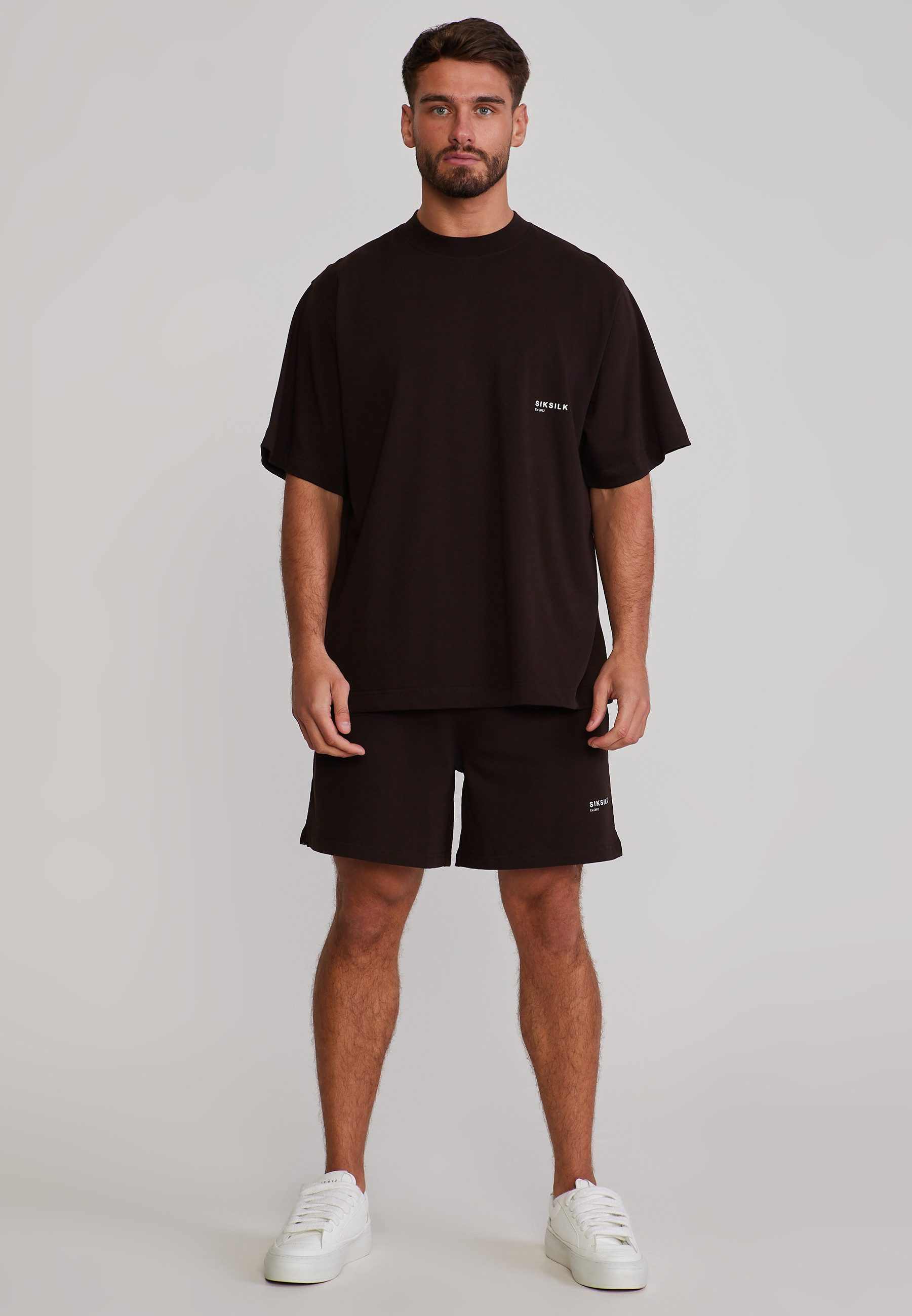 Siksilk Sweatanzug SikSilk Herren Braun T-Shirt and Shorts Set