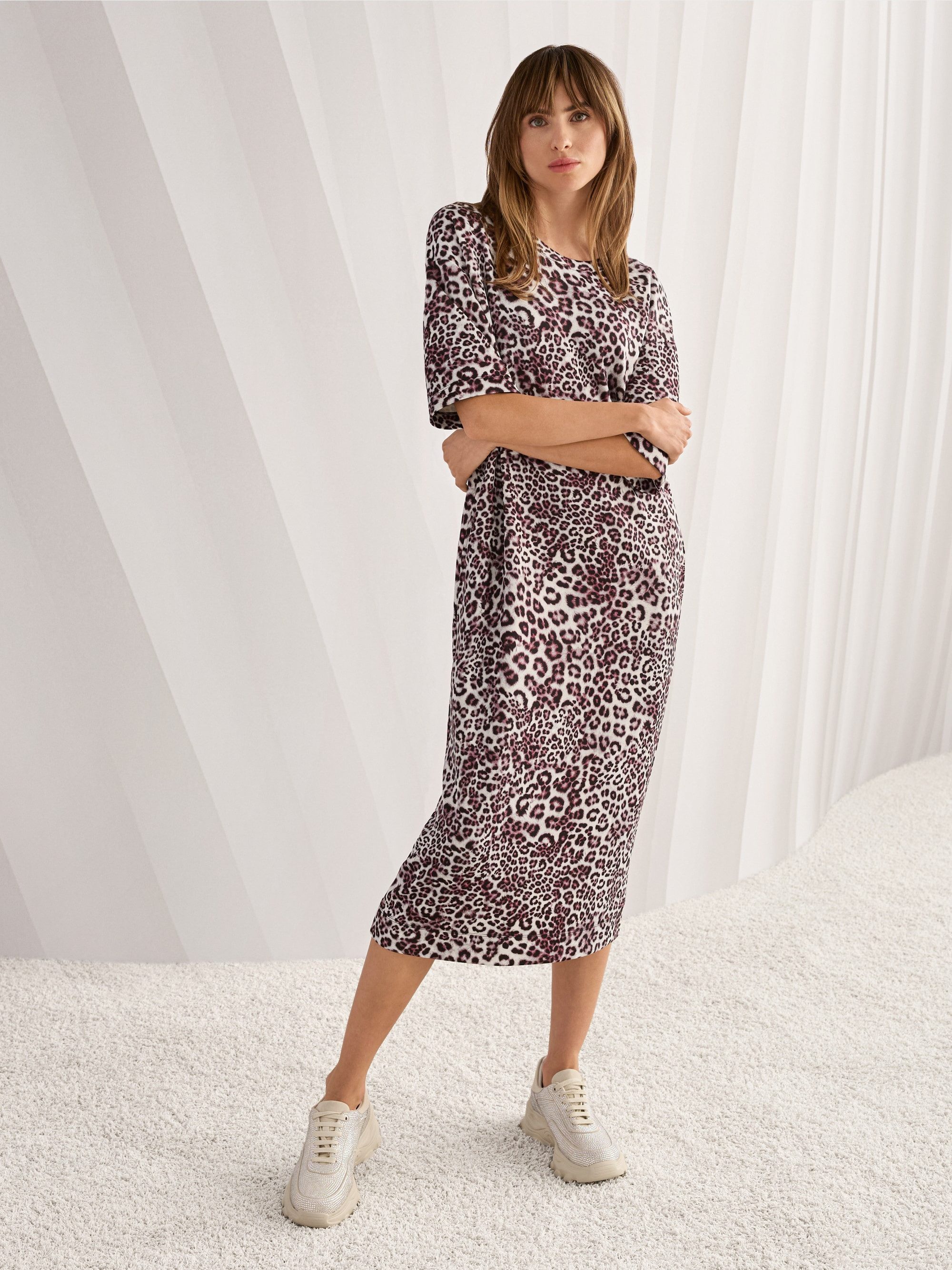 Marc Cain Midikleid Kleid mit Leo-Print - Regular Fit