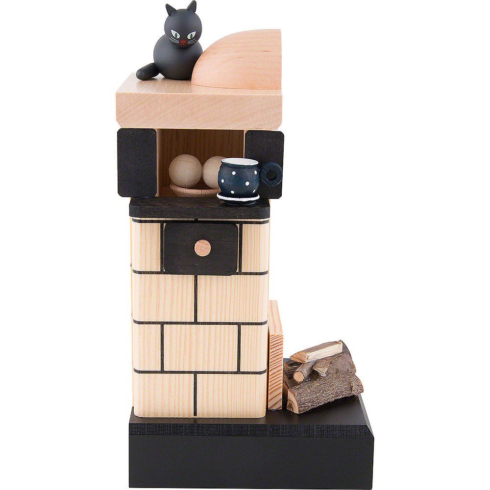 KWO Kunstgewerbe Werkstätten Räuchermännchen Räucher-Kachelofen, natur rauchend, mit Holz (21cm) von KWO